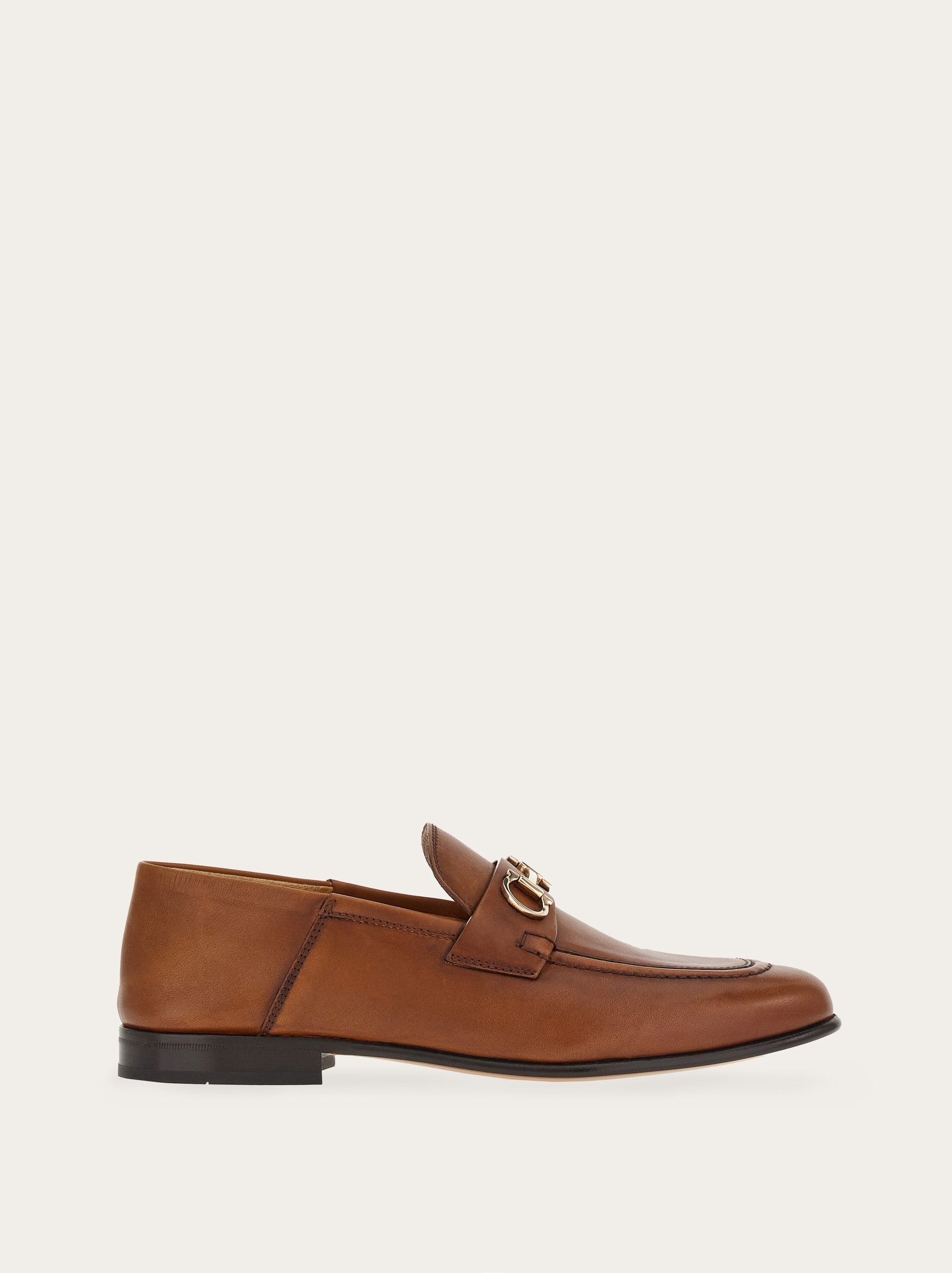Ferragamo Loafer With Gancini Ornament In Brown