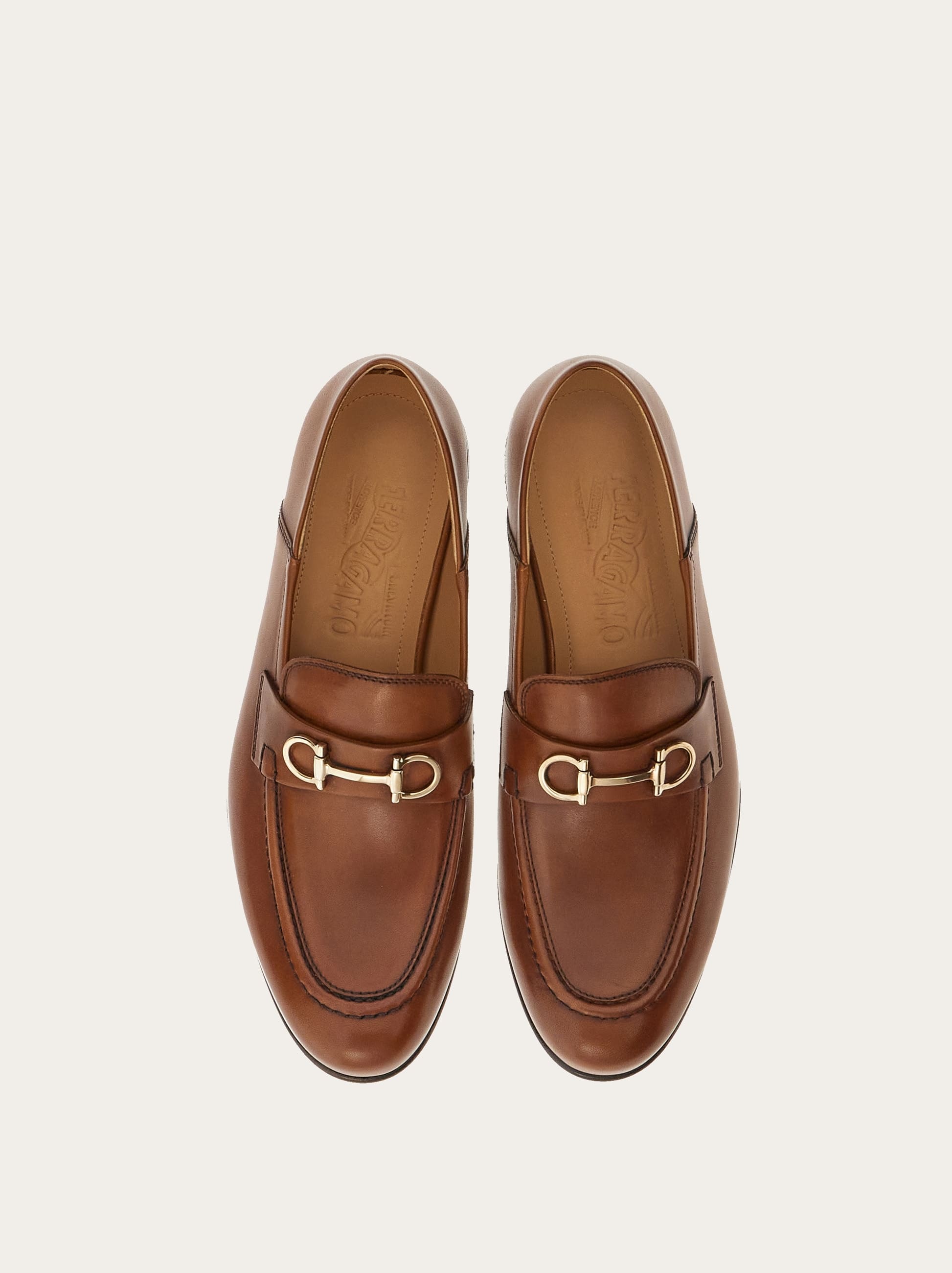 Ferragamo Loafer With Gancini Ornament In Brown