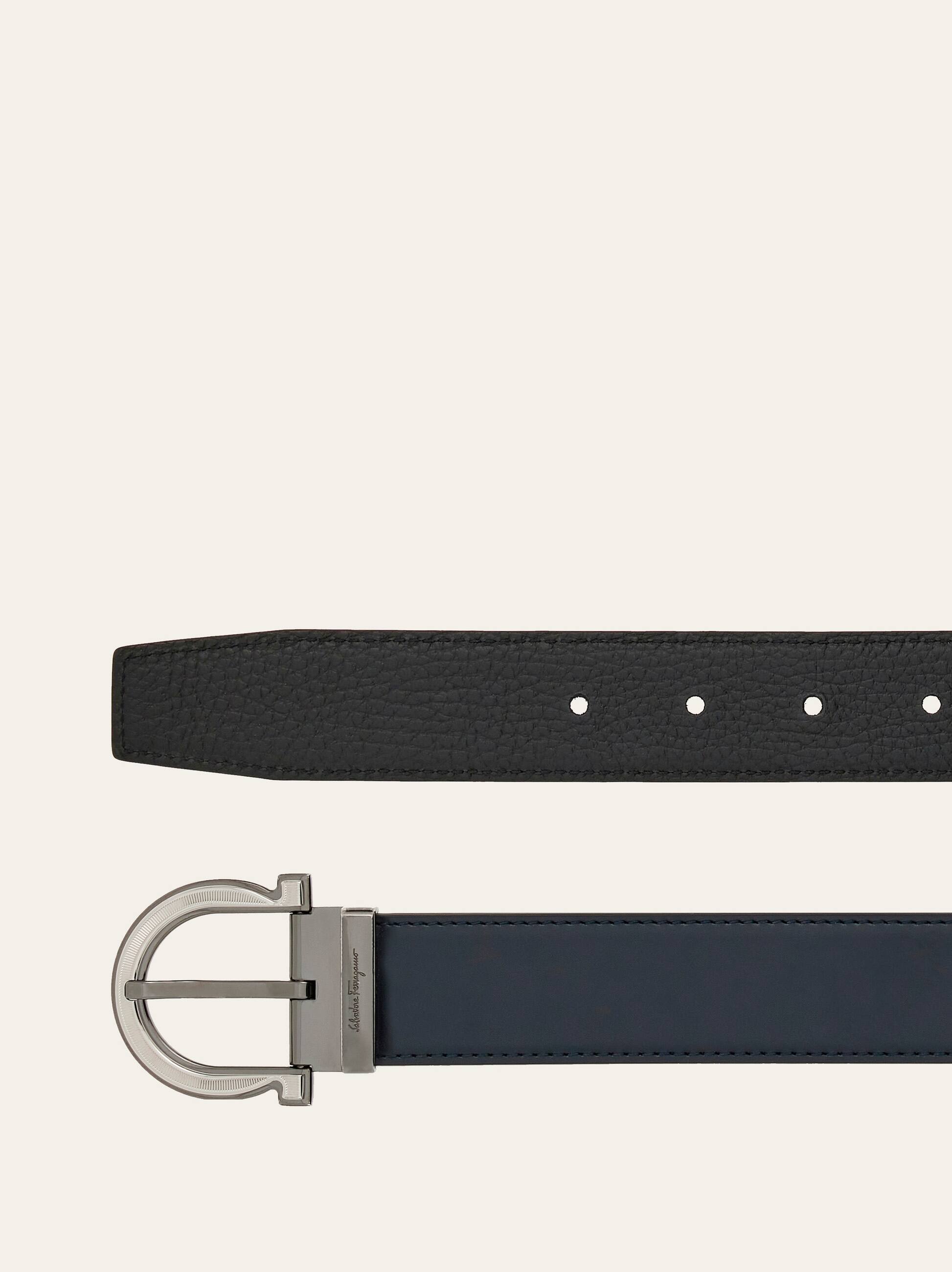 Ferragamo Reversible And Adjustable Gancini Belt In Blue