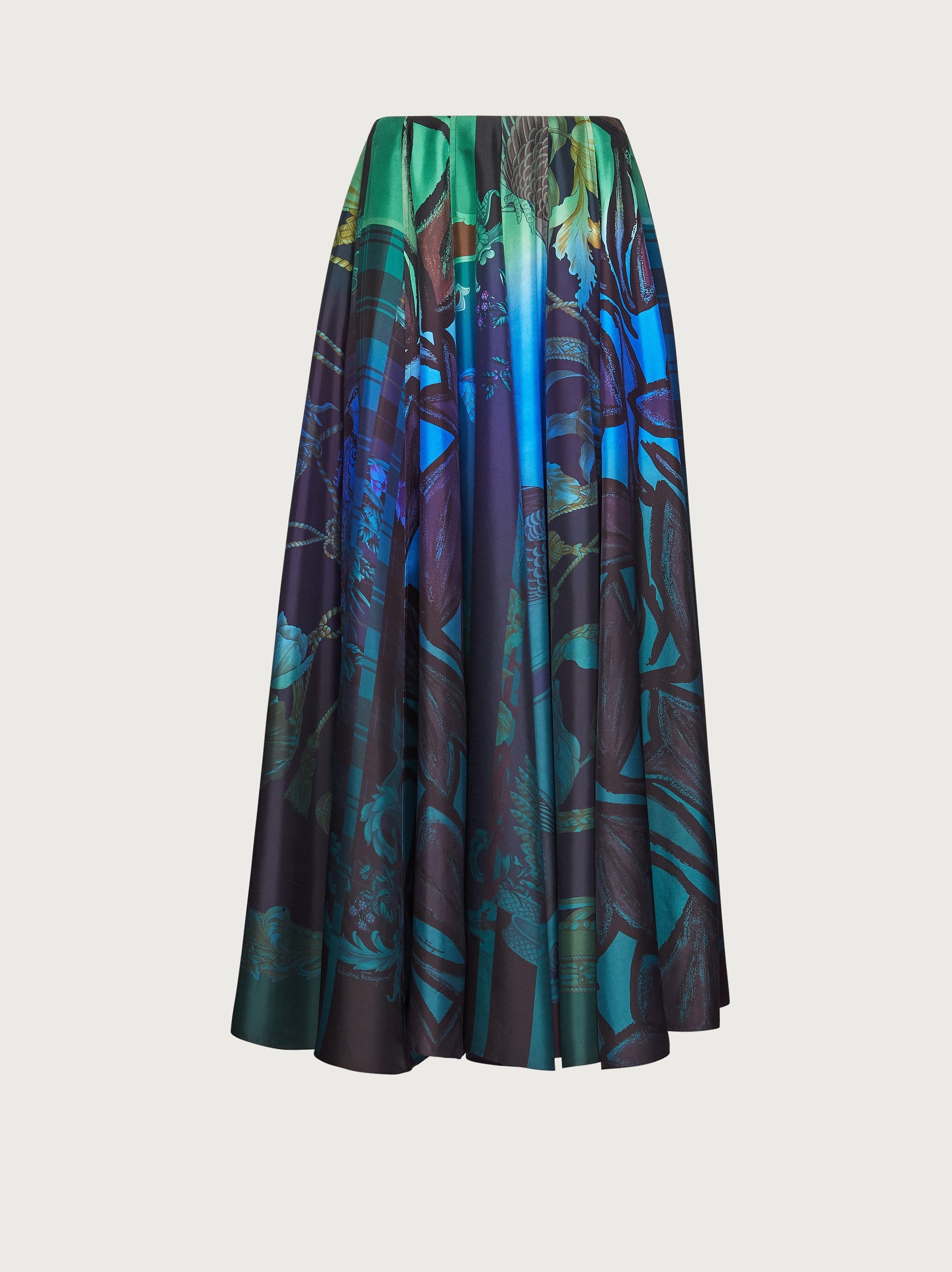 Ferragamo Hand-printed Silk Skirt In Multicolor