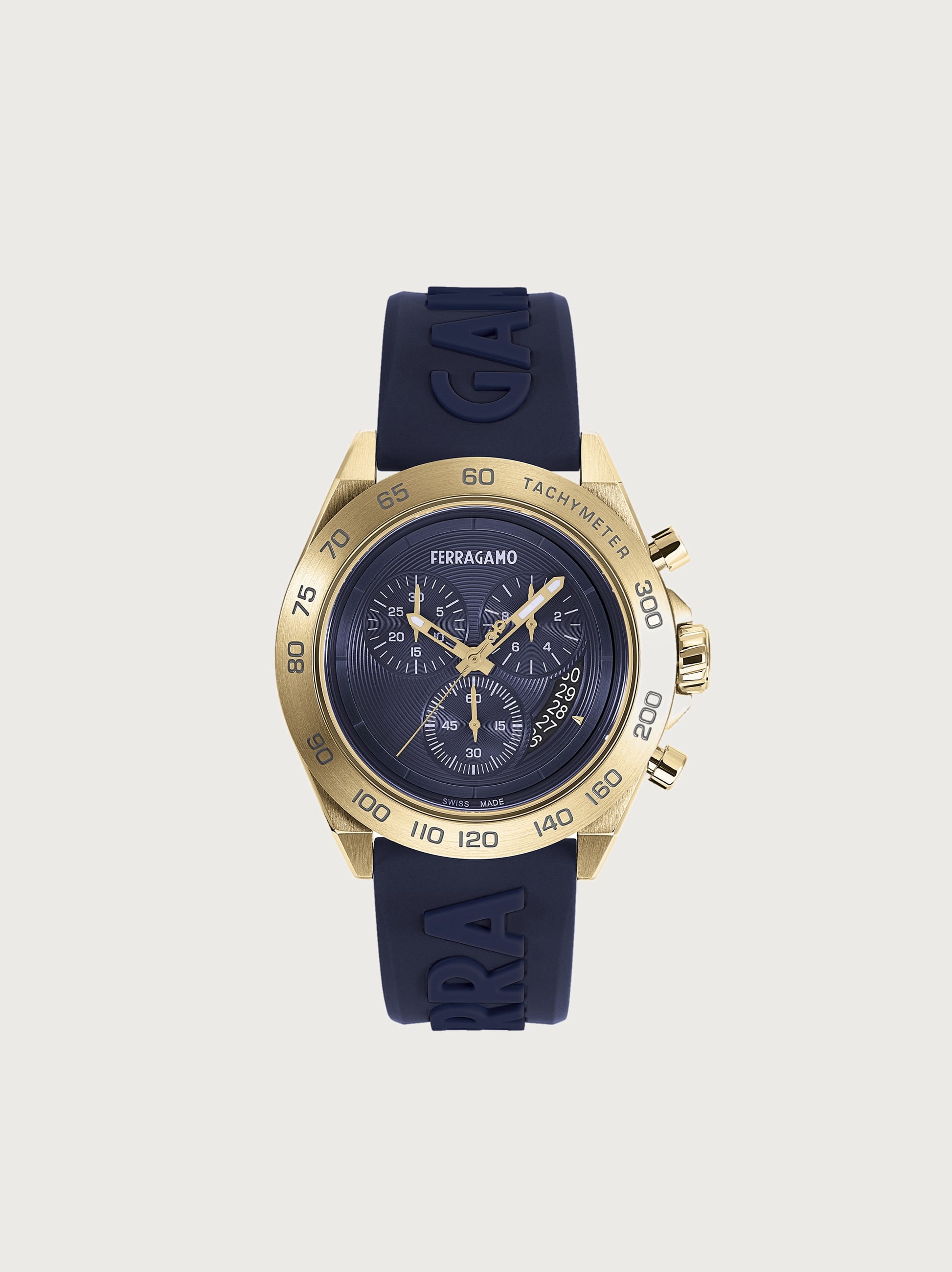 Ferragamo Urban Chrono Silicone Watch In Blue
