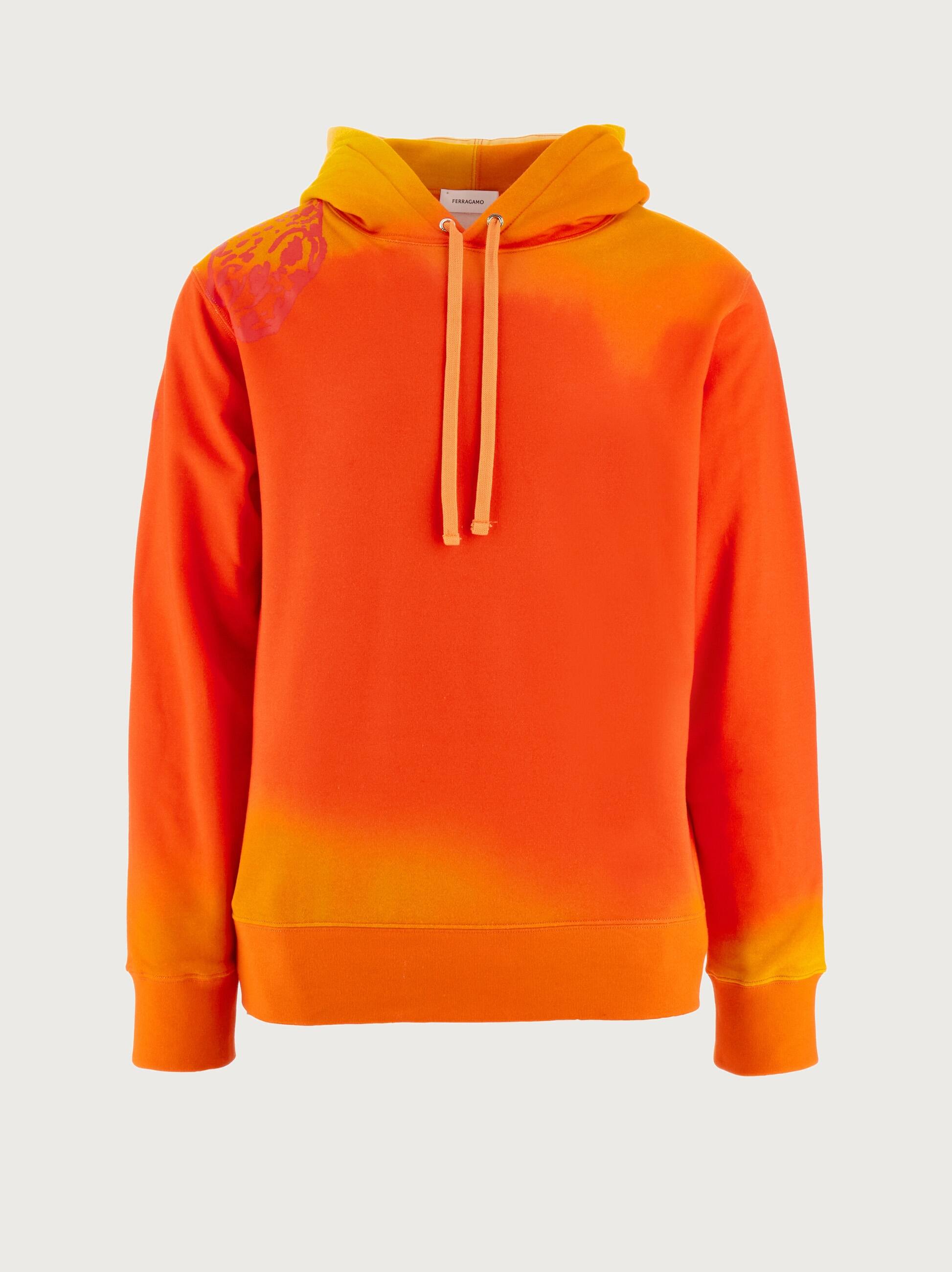 Ferragamo Sunset-print Cotton Hoodie In Orange