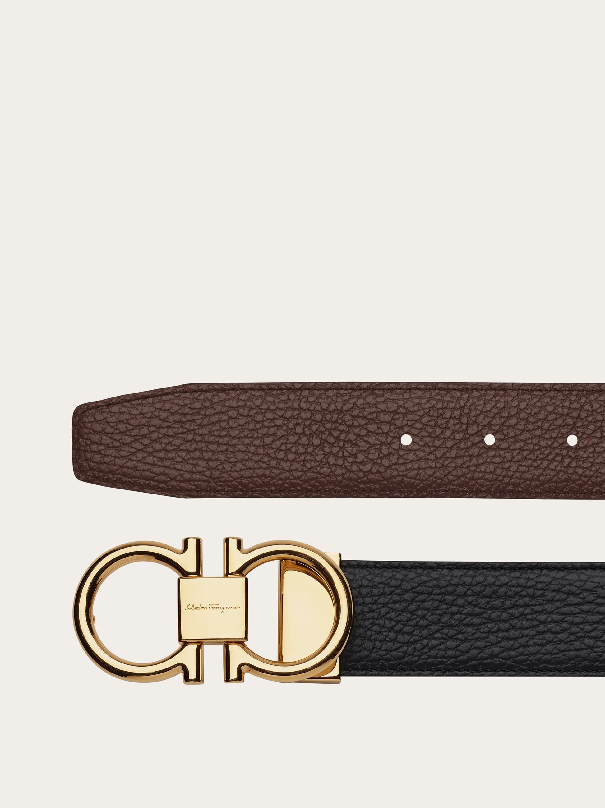 Ferragamo Reversible And Adjustable Gancini Belt In Black
