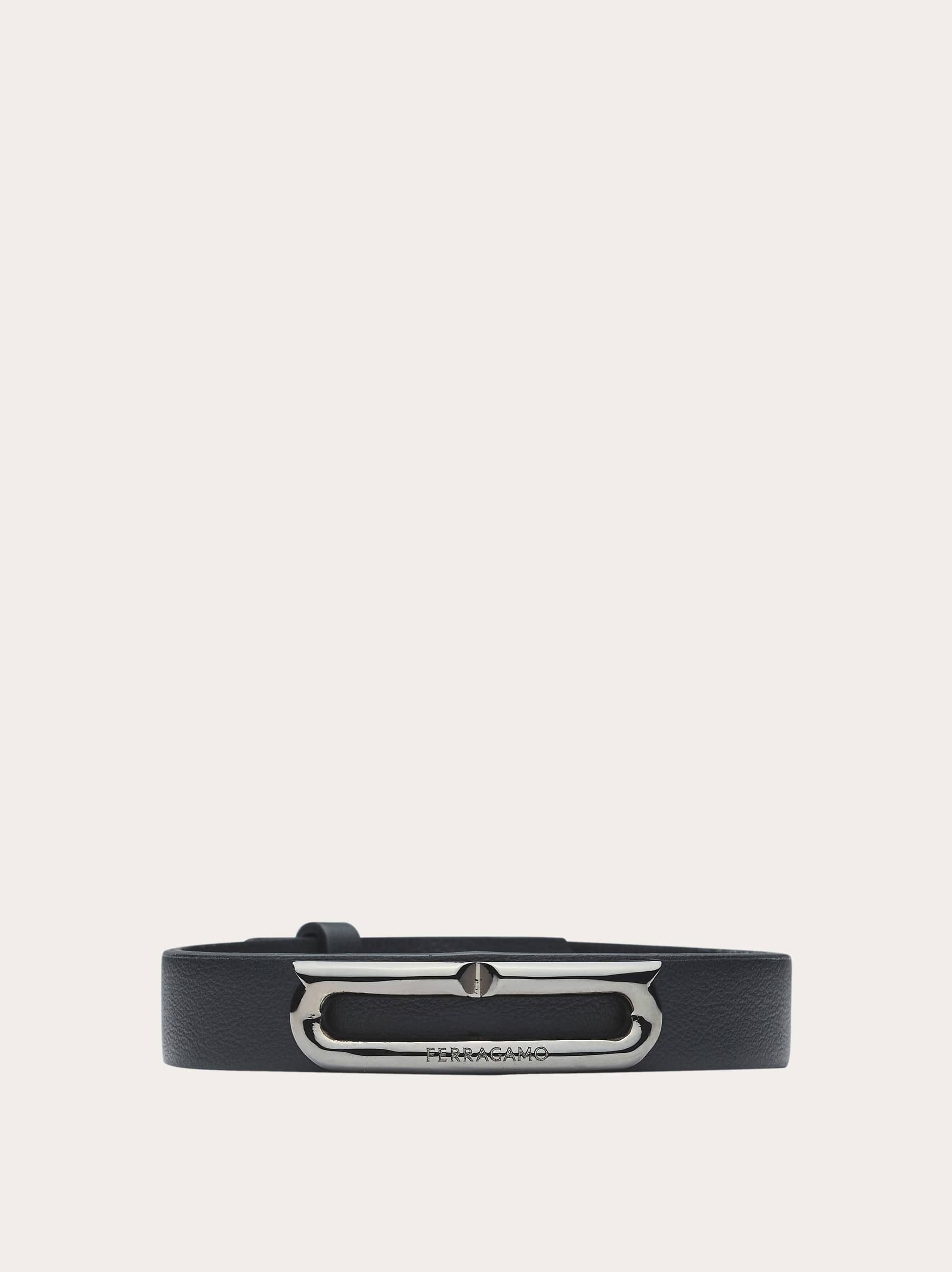 Ferragamo Uomo Bracciale con ornamento Gancini Nero