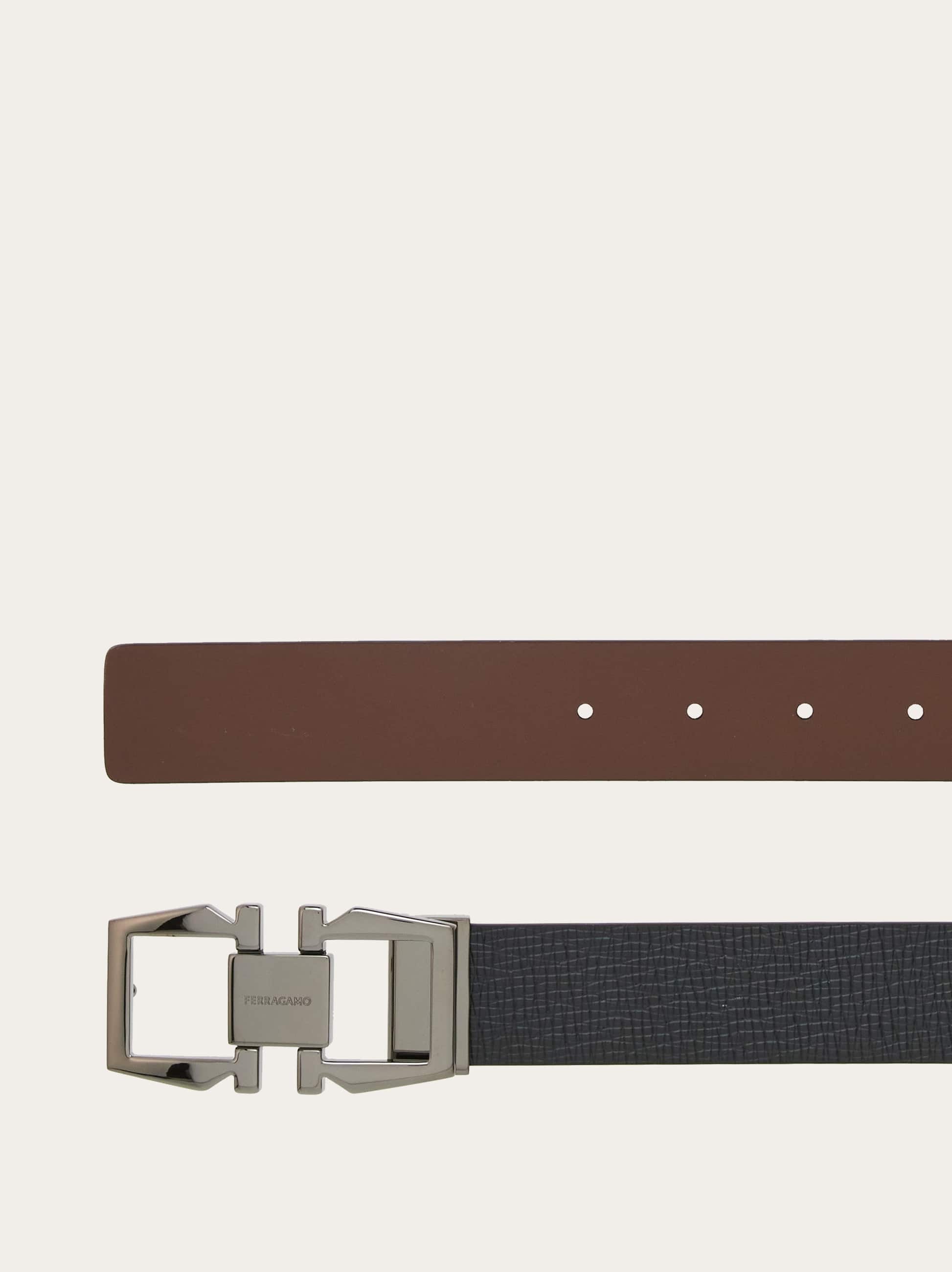 Ferragamo Reversible And Adjustable Gancini Belt In Black