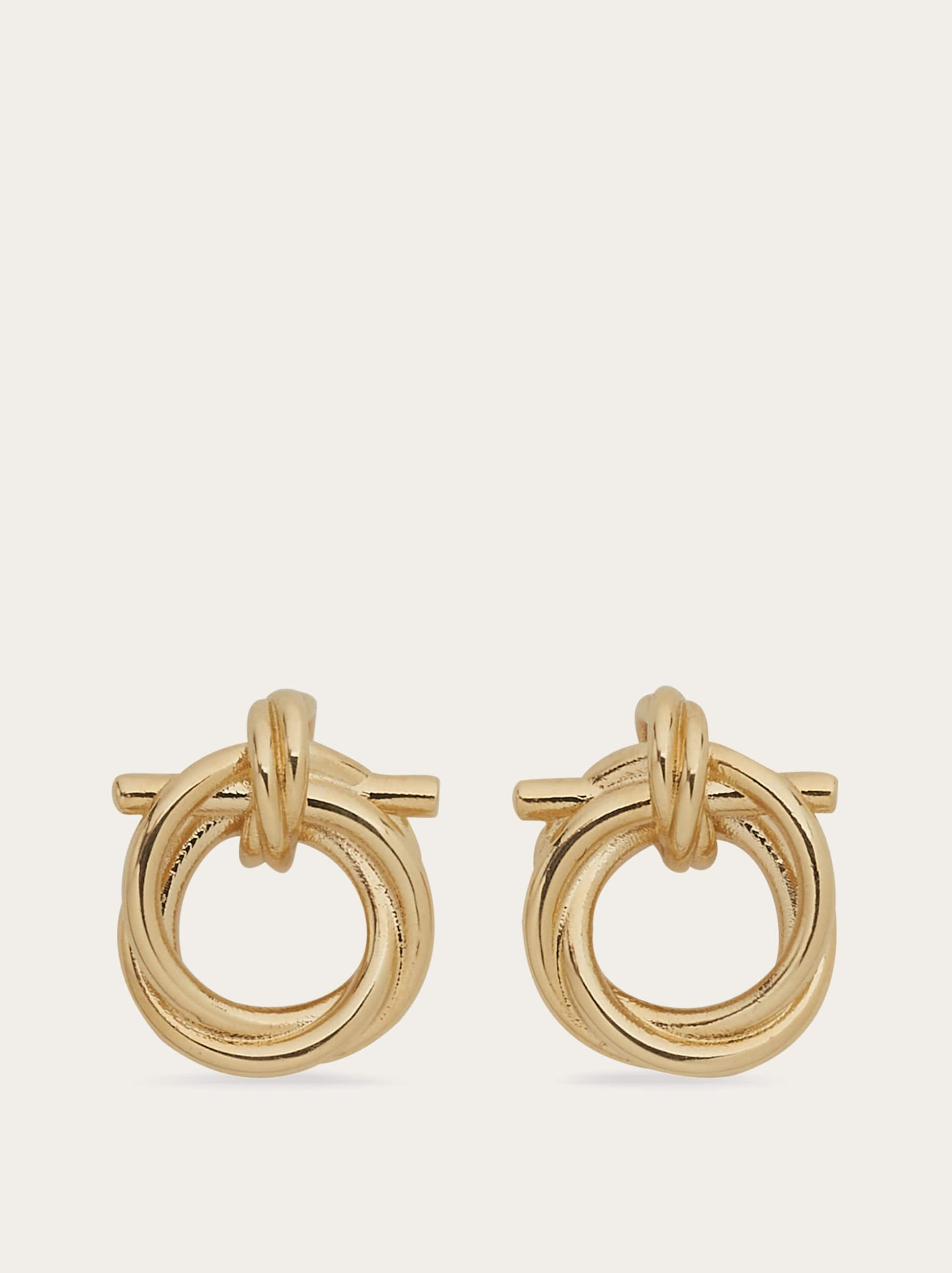 Shop Ferragamo Twisted Gancini Earrings In Gold