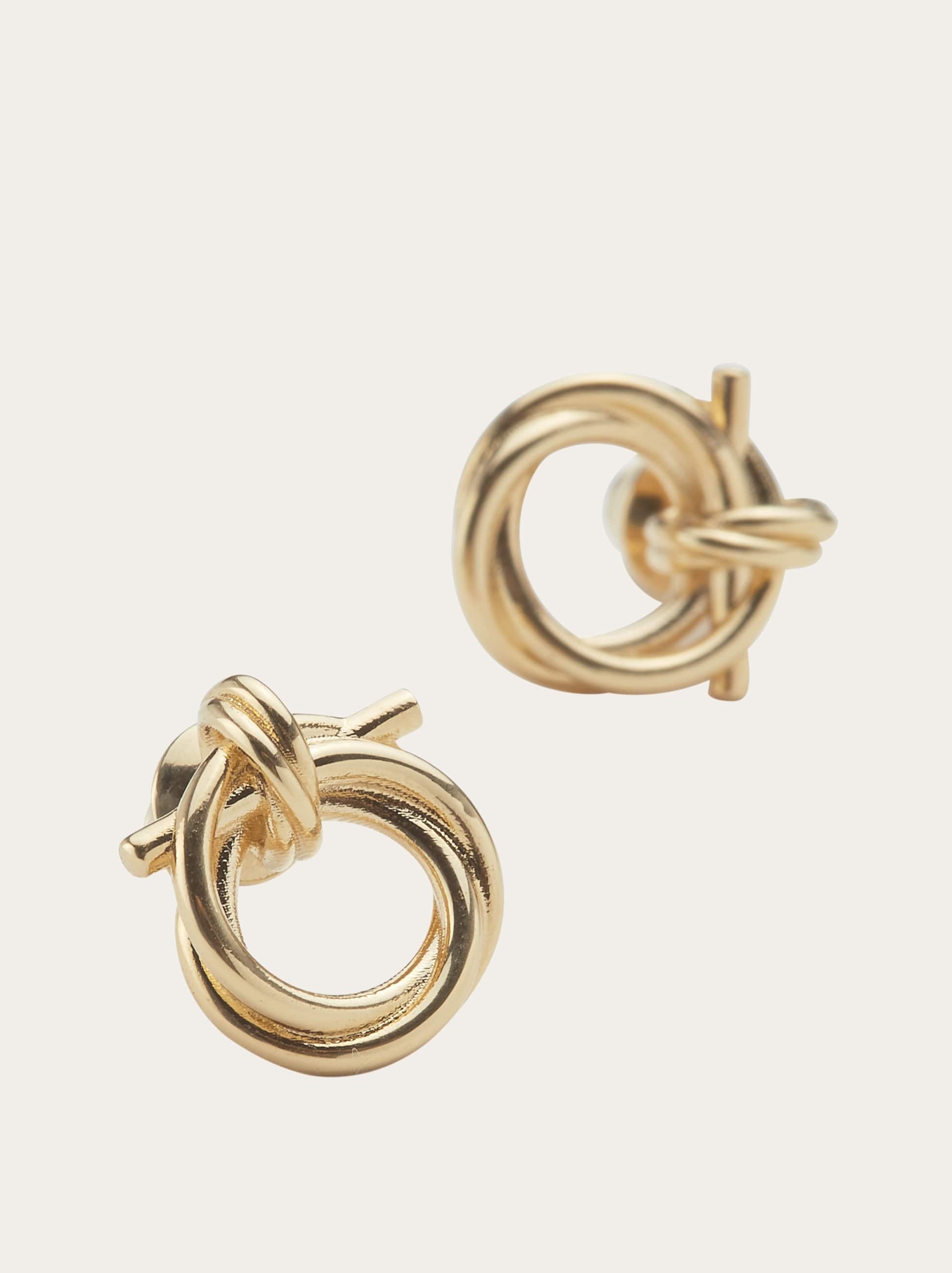 Ferragamo Gancini Twisted Hoop Earrings In Gold