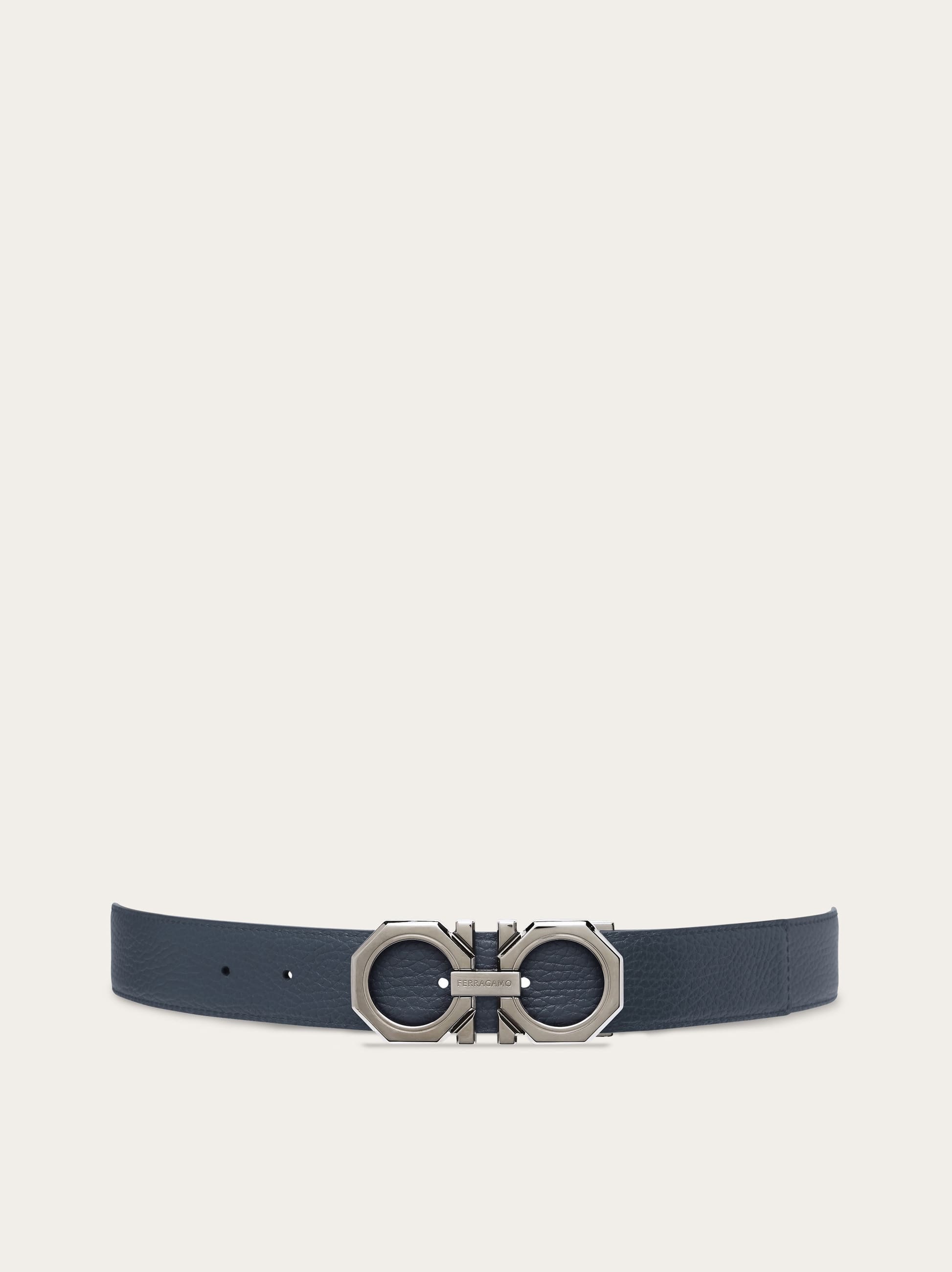 Ferragamo Reversible And Adjustable Gancini Belt In Blue