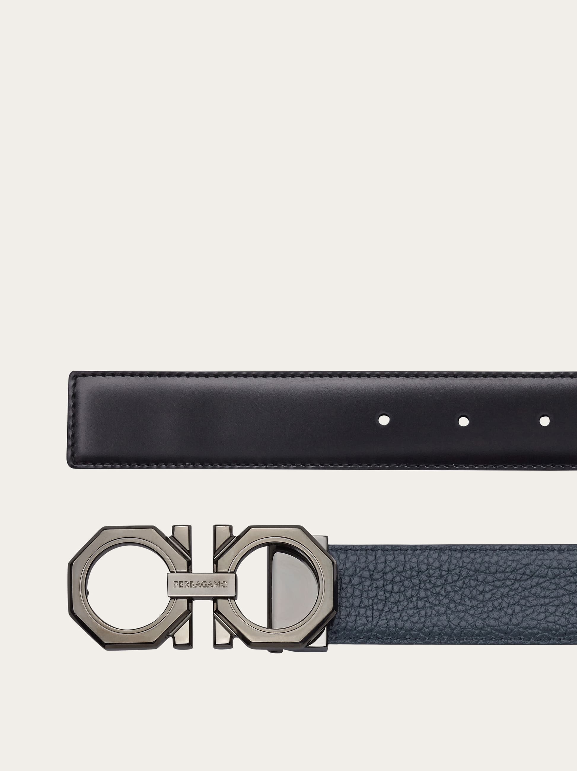 Ferragamo Reversible And Adjustable Gancini Belt In Blue