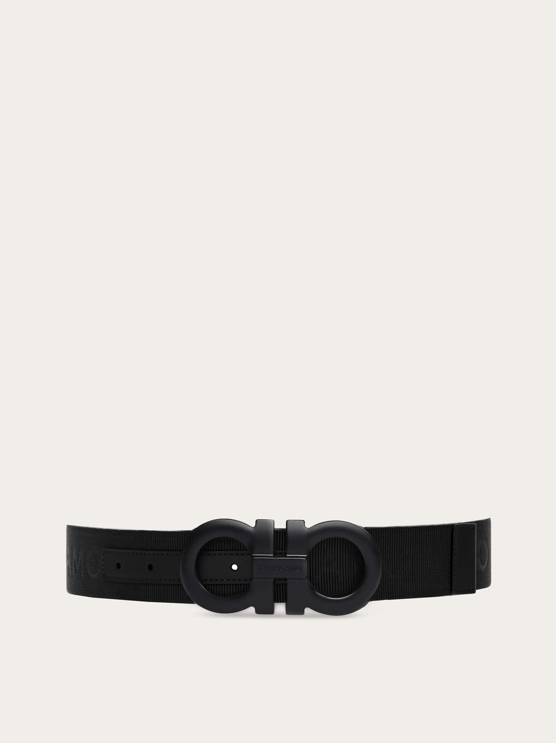 Ferragamo Fixed Jacquard Fabric Belt In Black