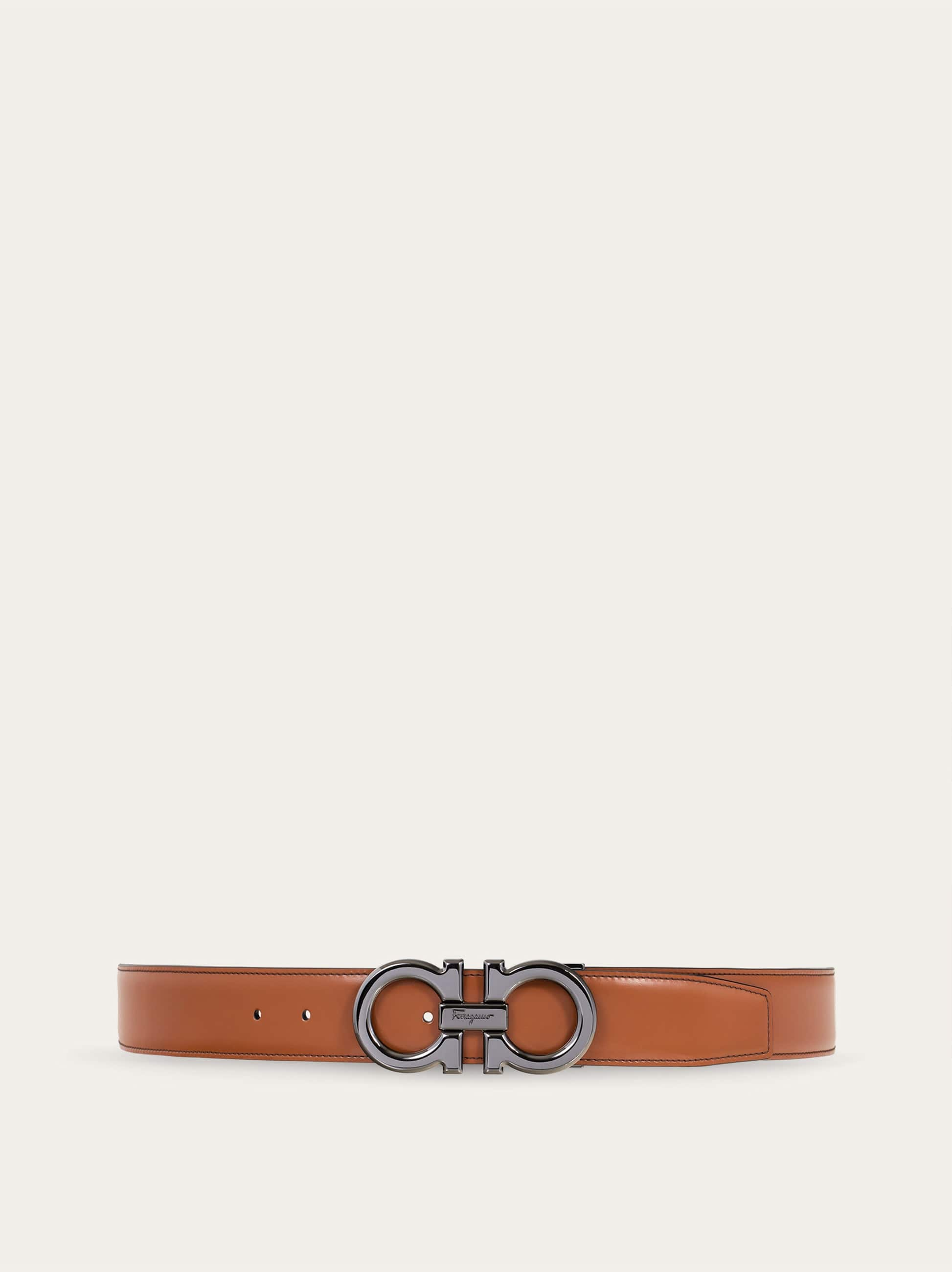 Ferragamo Reversible And Adjustable Gancini Belt In Brown