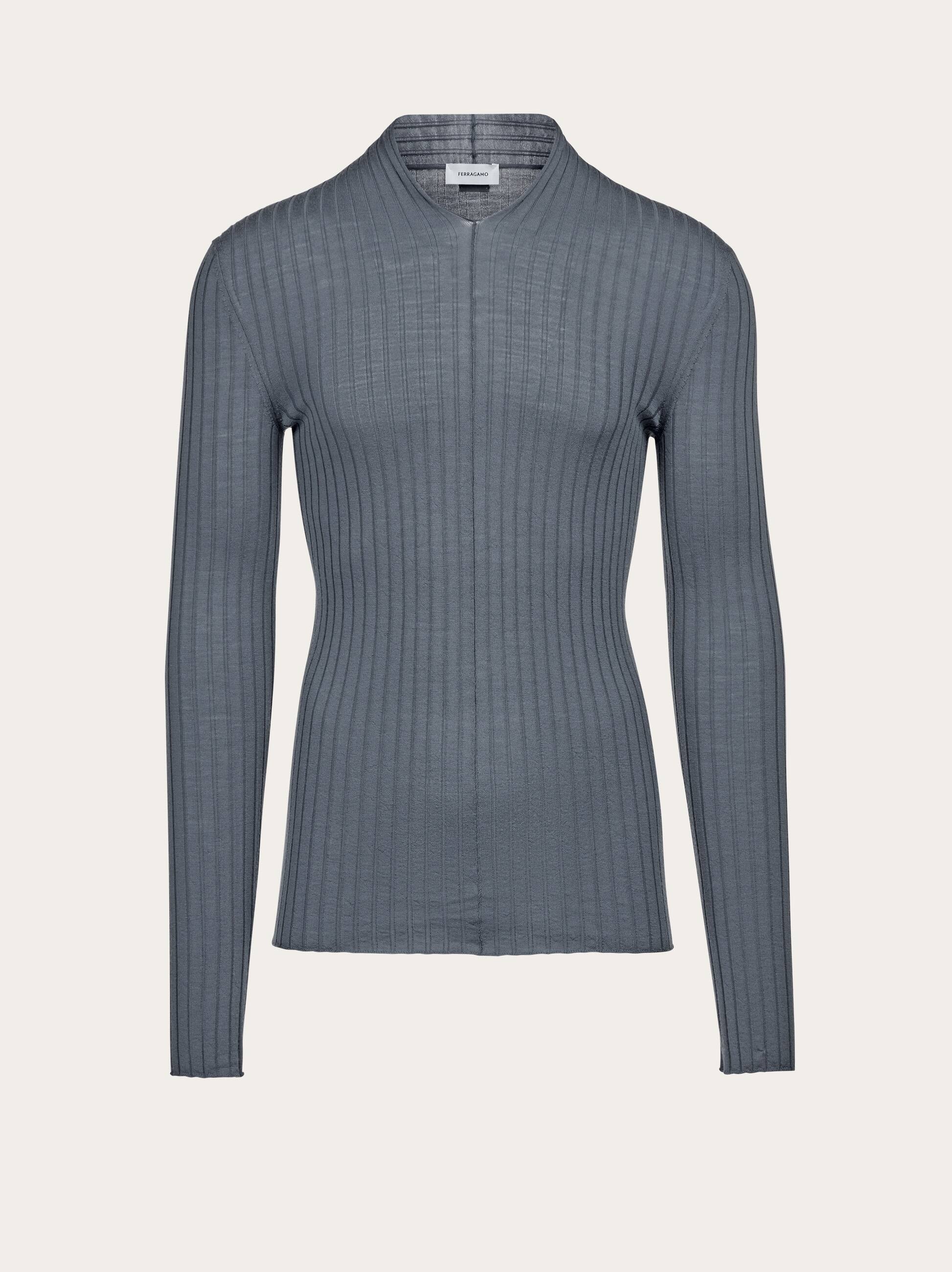 Ferragamo V-neck Ribbed-knit Jumper In Grey