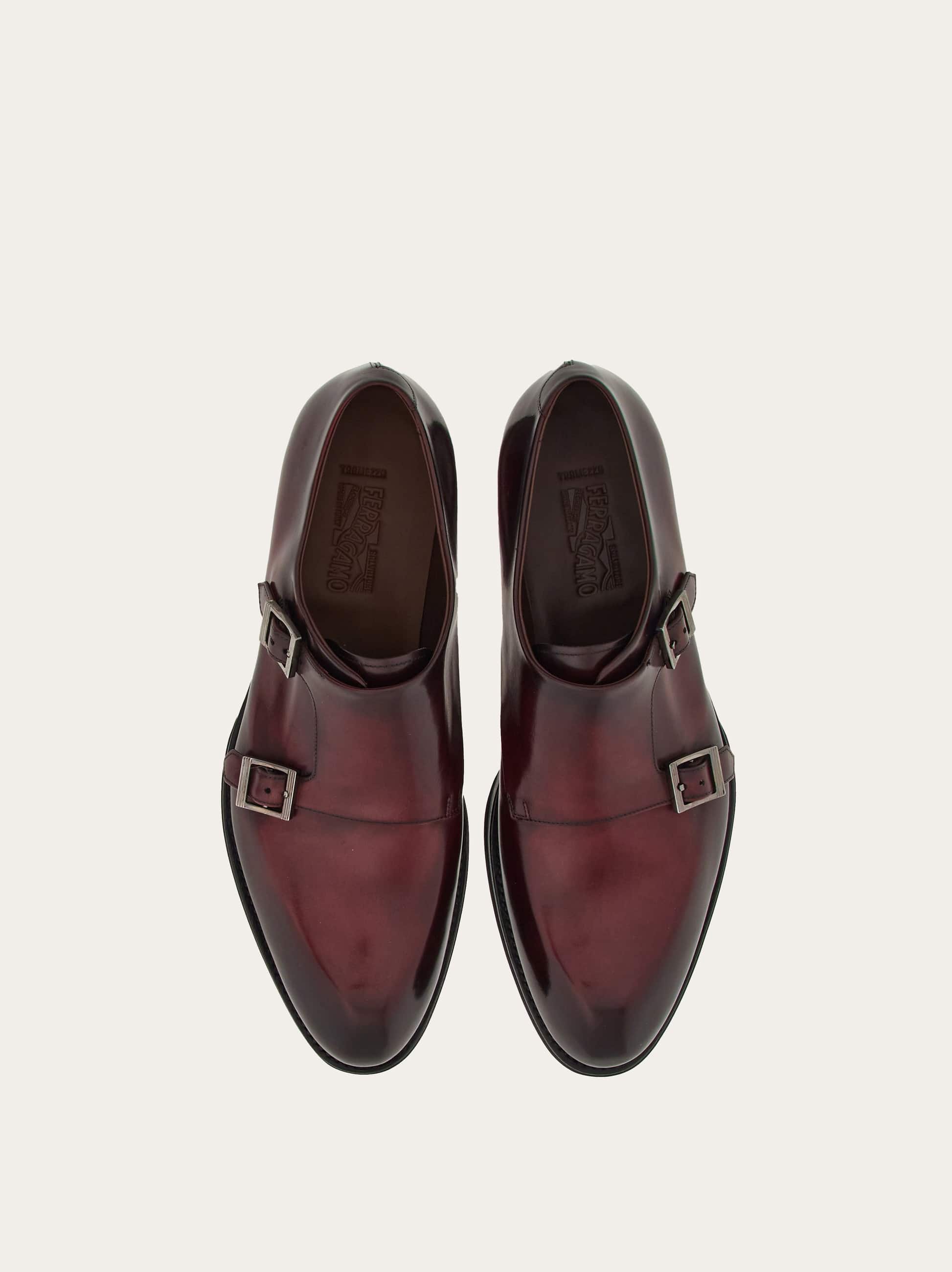  Ferragamo Men Tramezza Double Monkstrap Red Size 7 