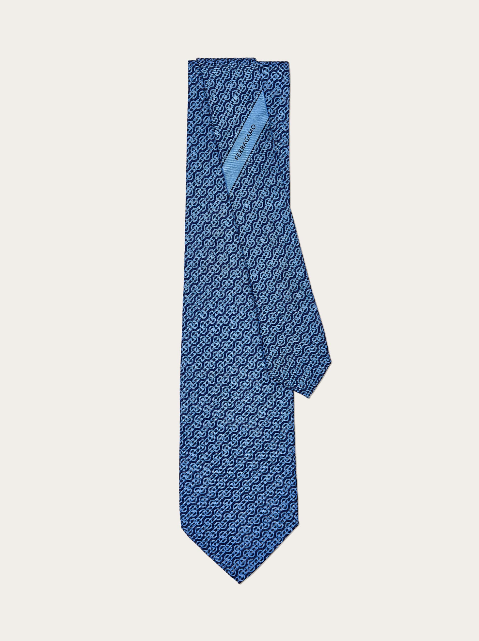  Ferragamo Herren Seidenkrawatte Mit Flechtwerk-print Blau 