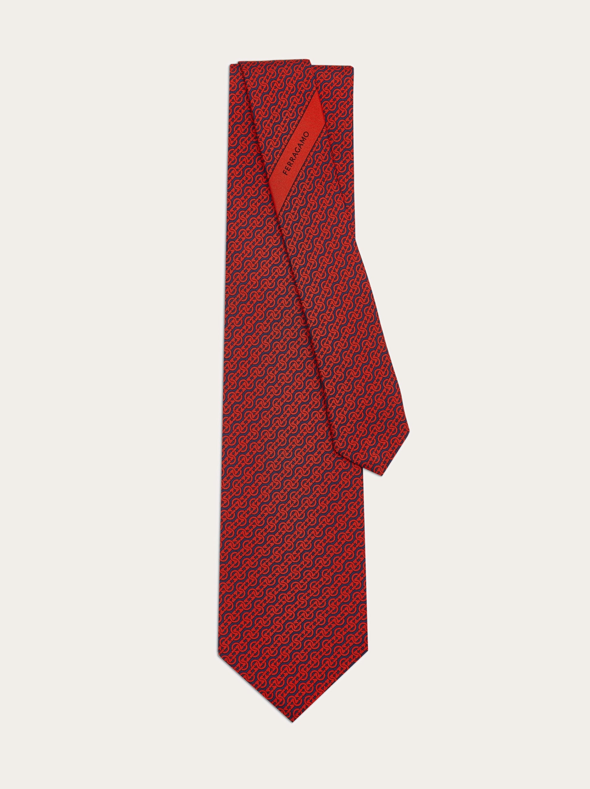  Ferragamo Herren Seidenkrawatte Mit Flechtwerk-print Rot 