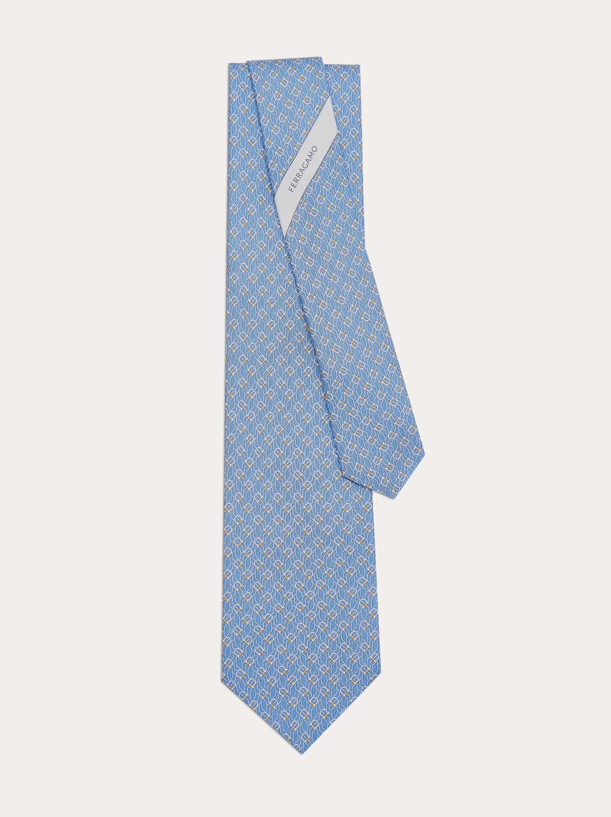  Ferragamo Herren Seidenkrawatte Mit Tetris-print Blau 