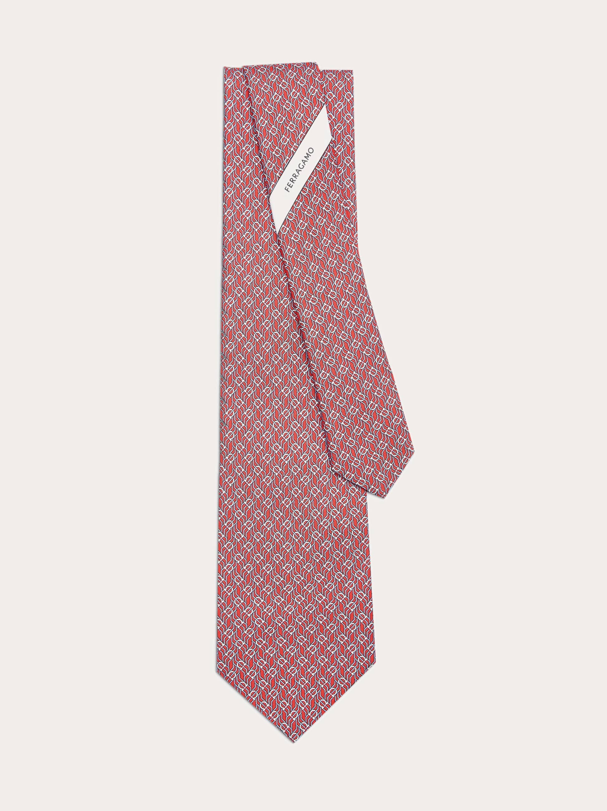  Ferragamo Herren Seidenkrawatte Mit Tetris-print Rot 