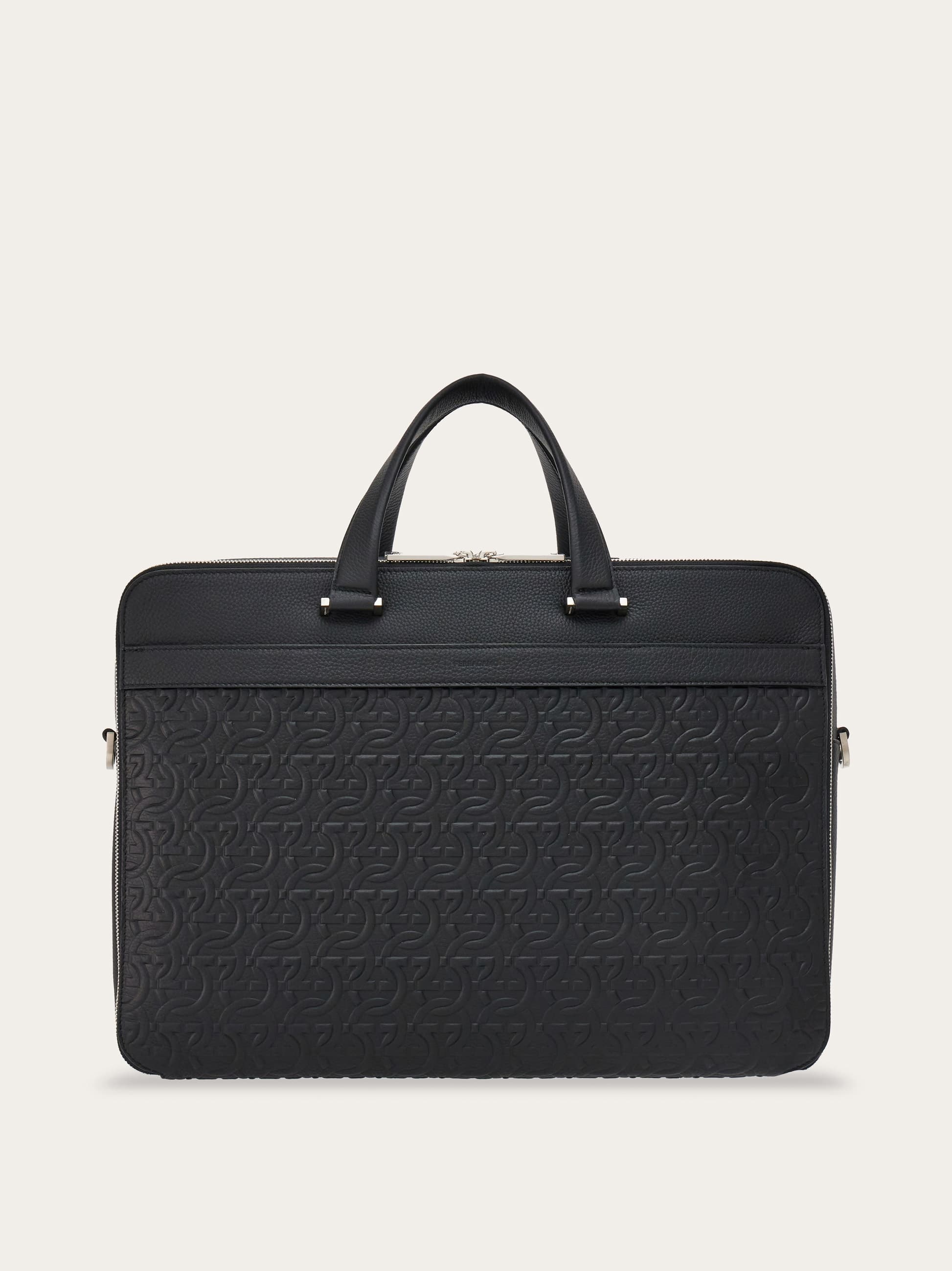 Ferragamo Gancini Business Bag In Black