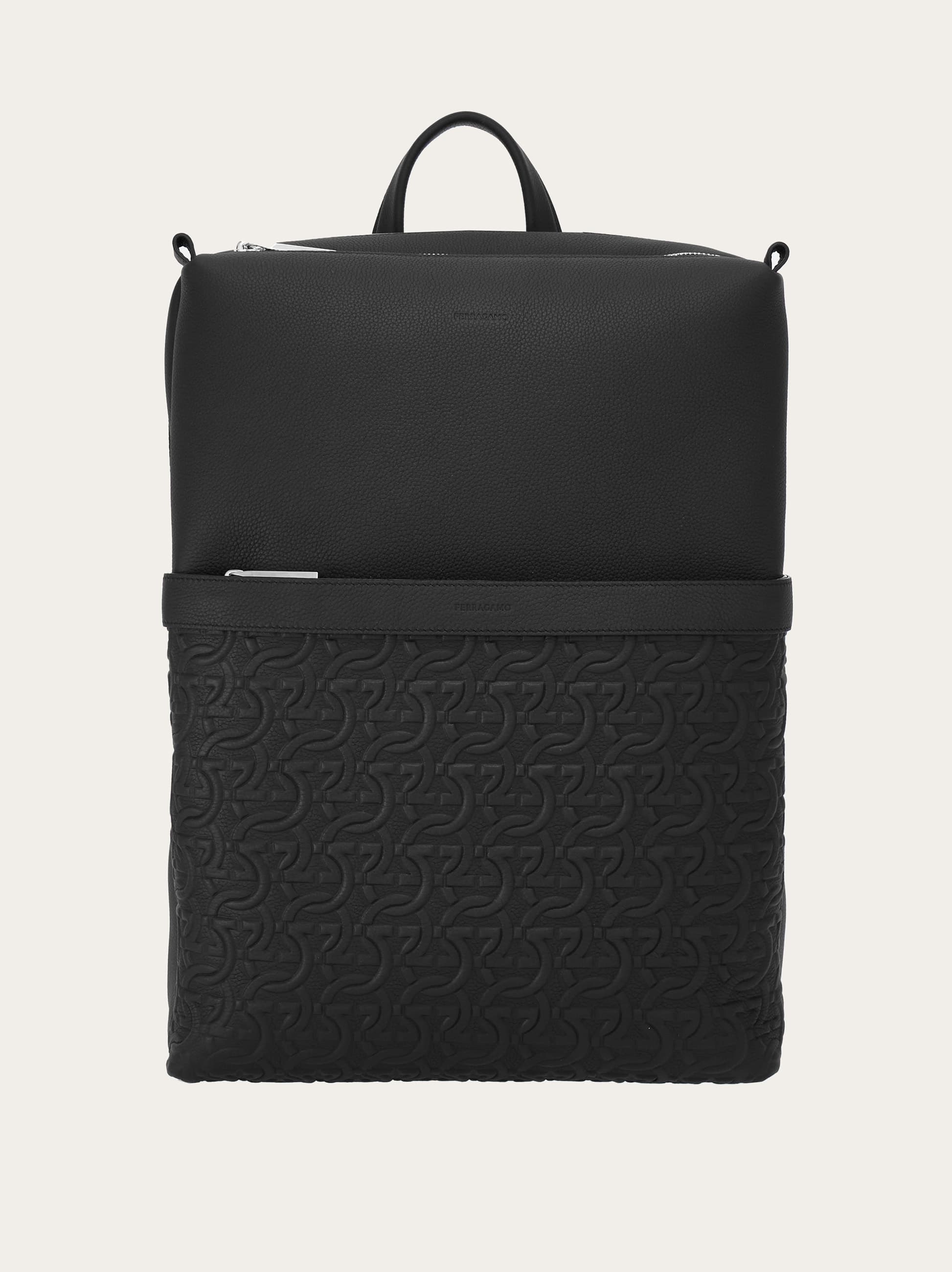 Ferragamo Gancini-debossed Leather Backpack In Black