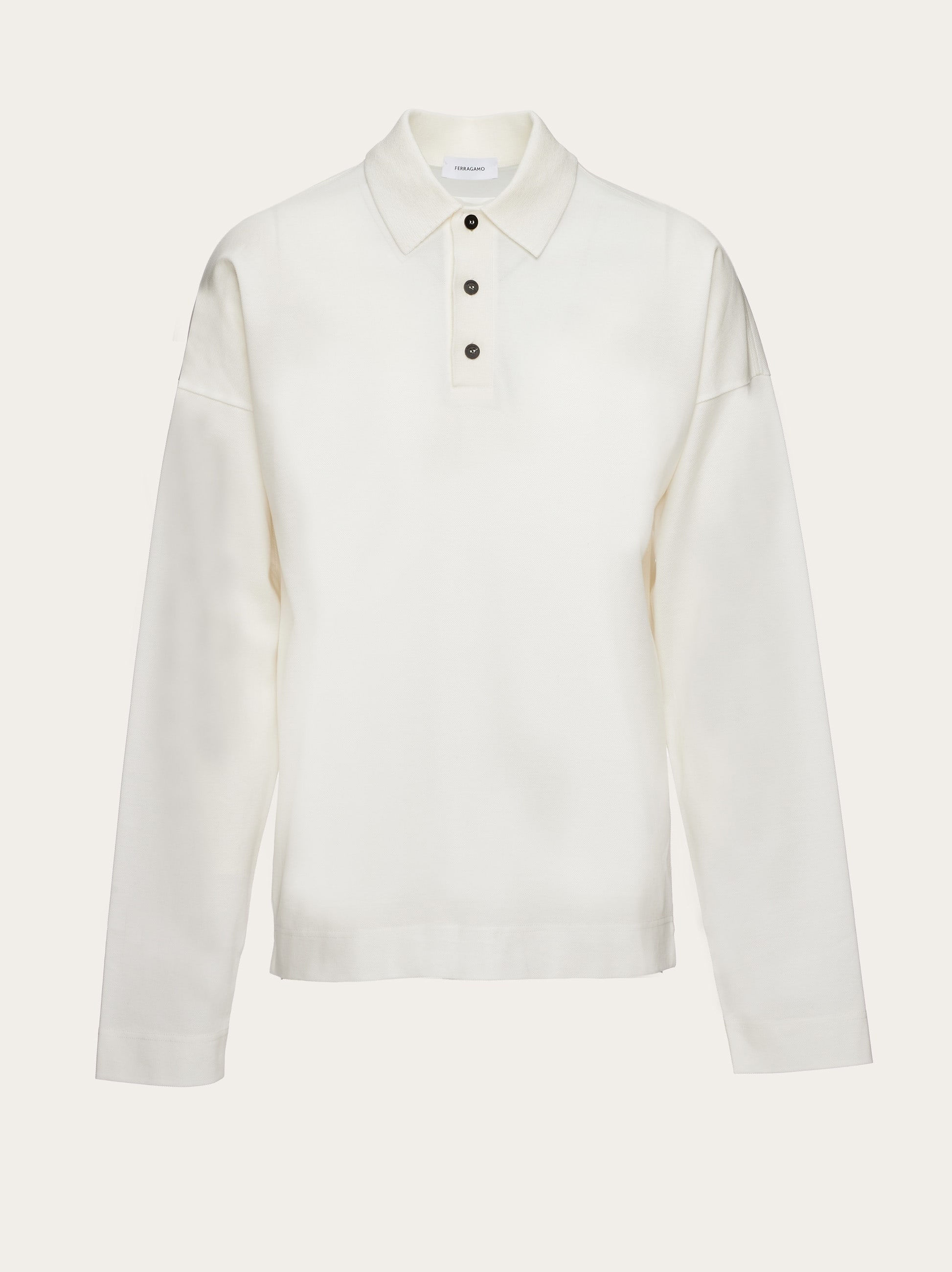 Shop Ferragamo Jersey Piquet Long Sleeved Polo In White