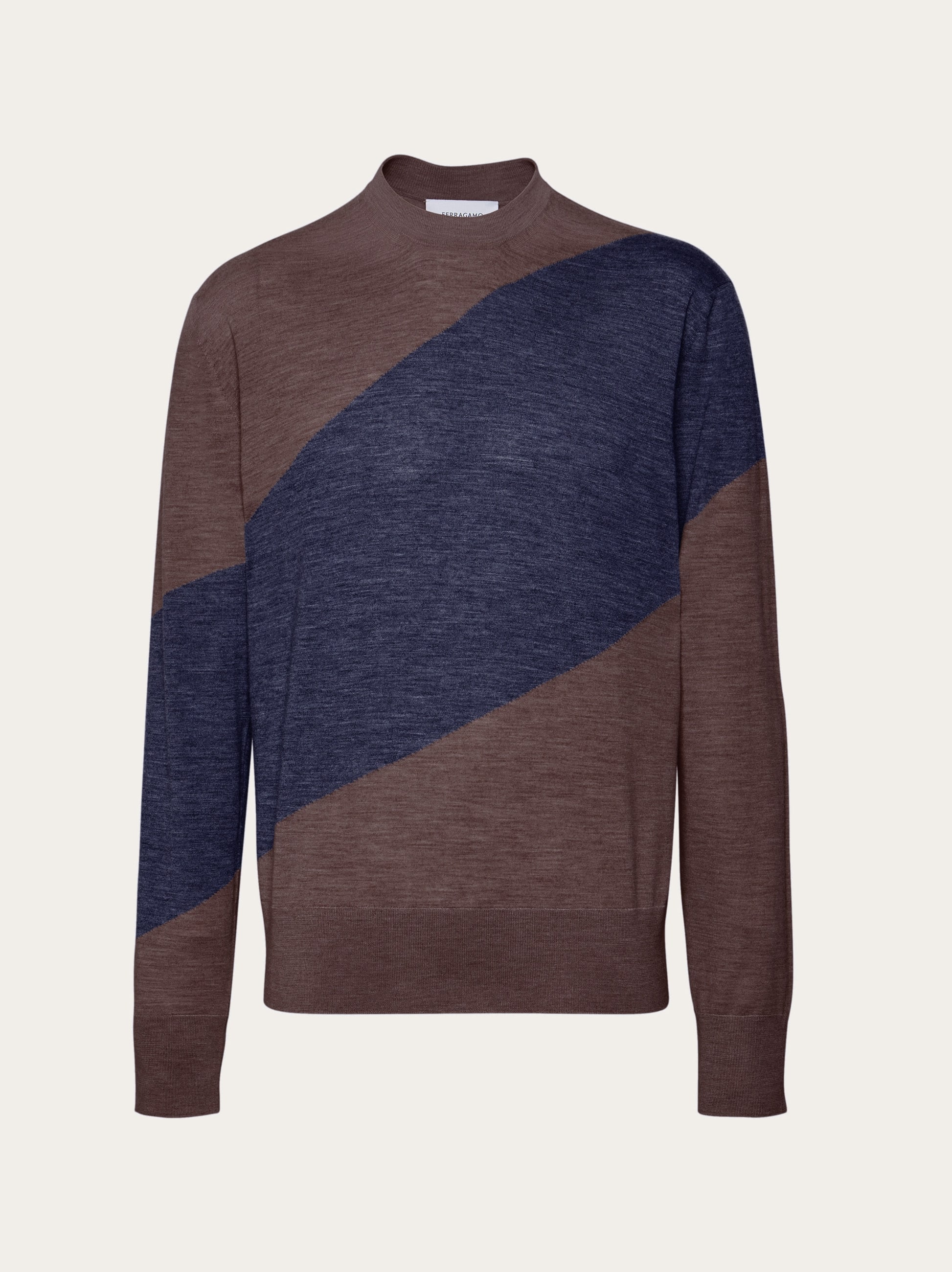 Shop Ferragamo Crew Neck Dual Tone Sweater In Multicolor