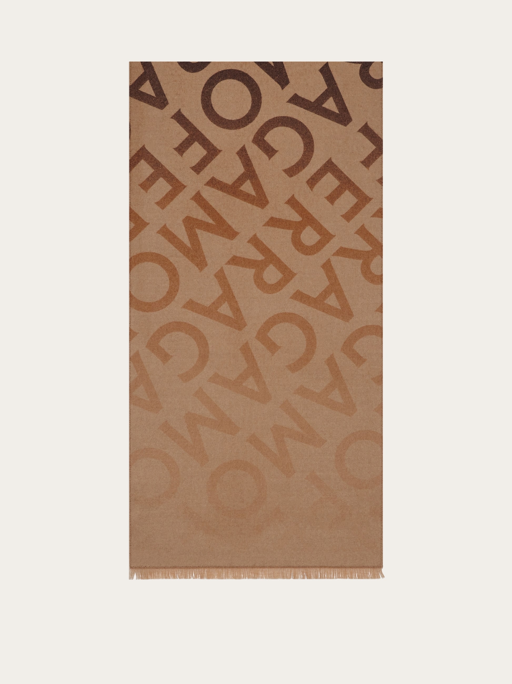  Ferragamo Damen Schal Aus Doppelgewebe Mit Lettering Beige 