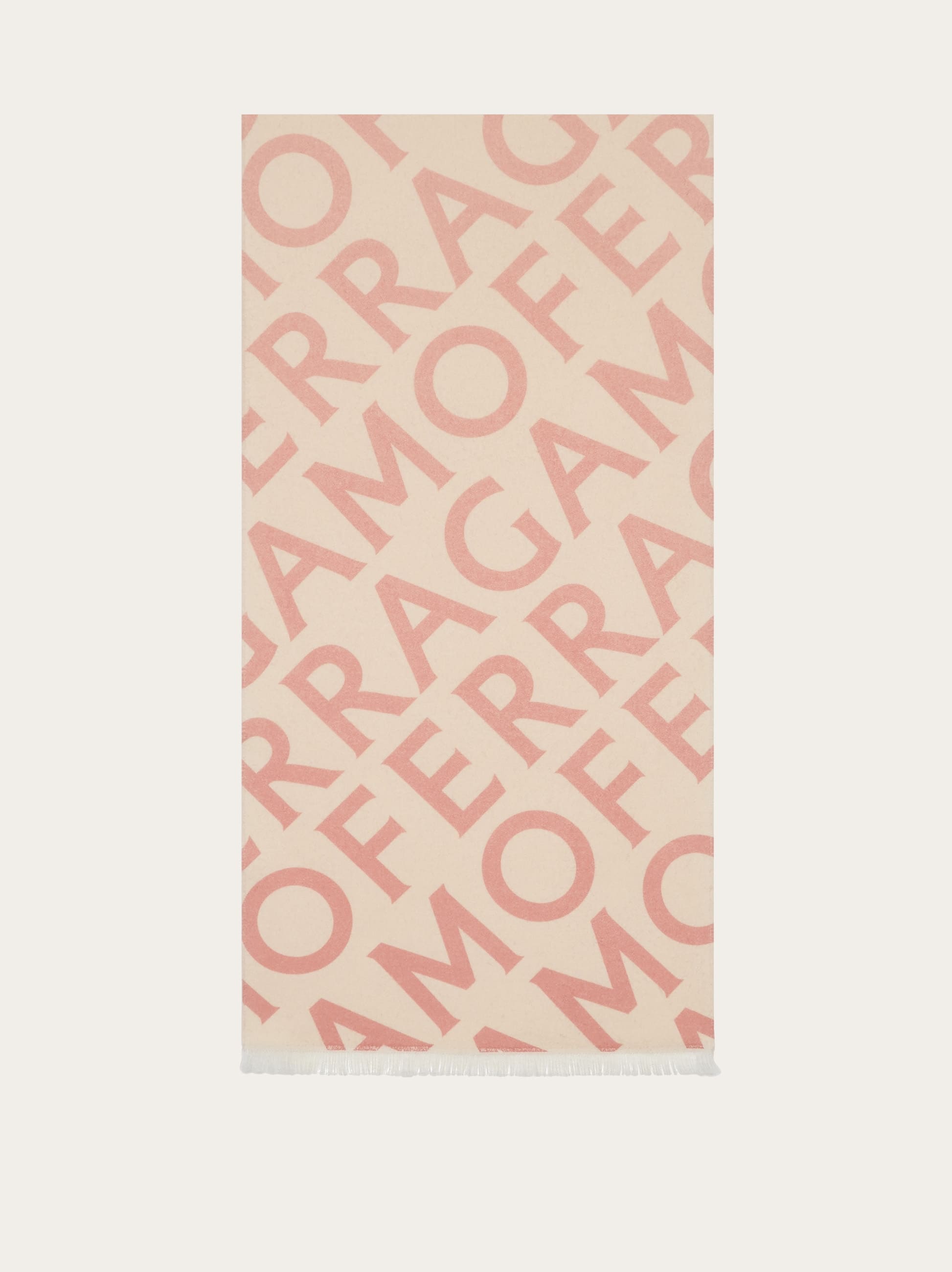 Ferragamo Logo Intarsia-knit Fringed Scarf In Pink