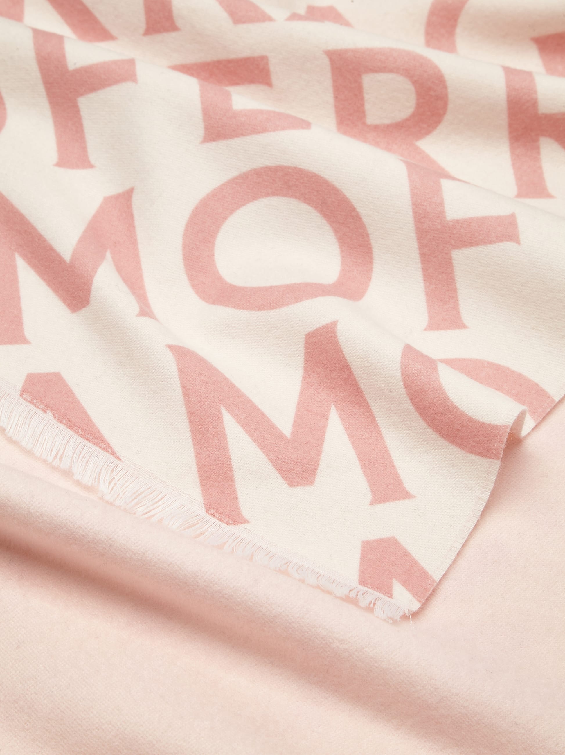 Ferragamo Logo Intarsia-knit Fringed Scarf In Pink