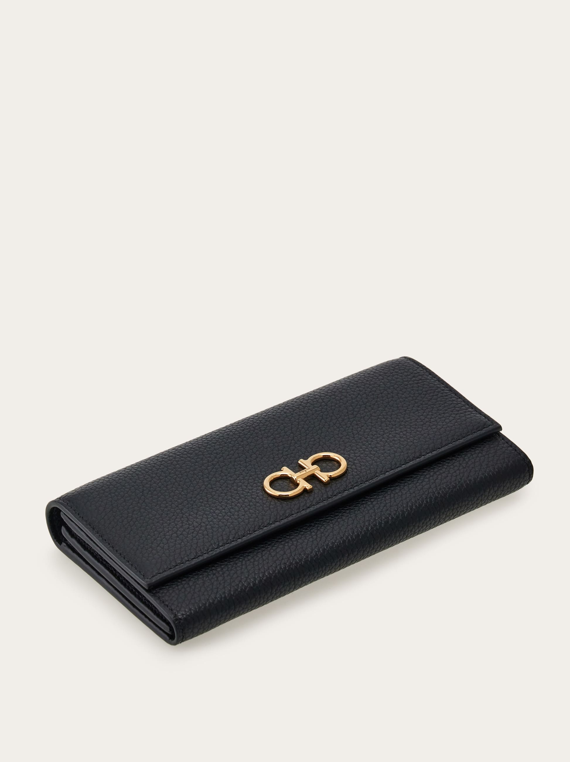  Ferragamo Damen Gancini Brieftasche Mit Kette Schwarz 
