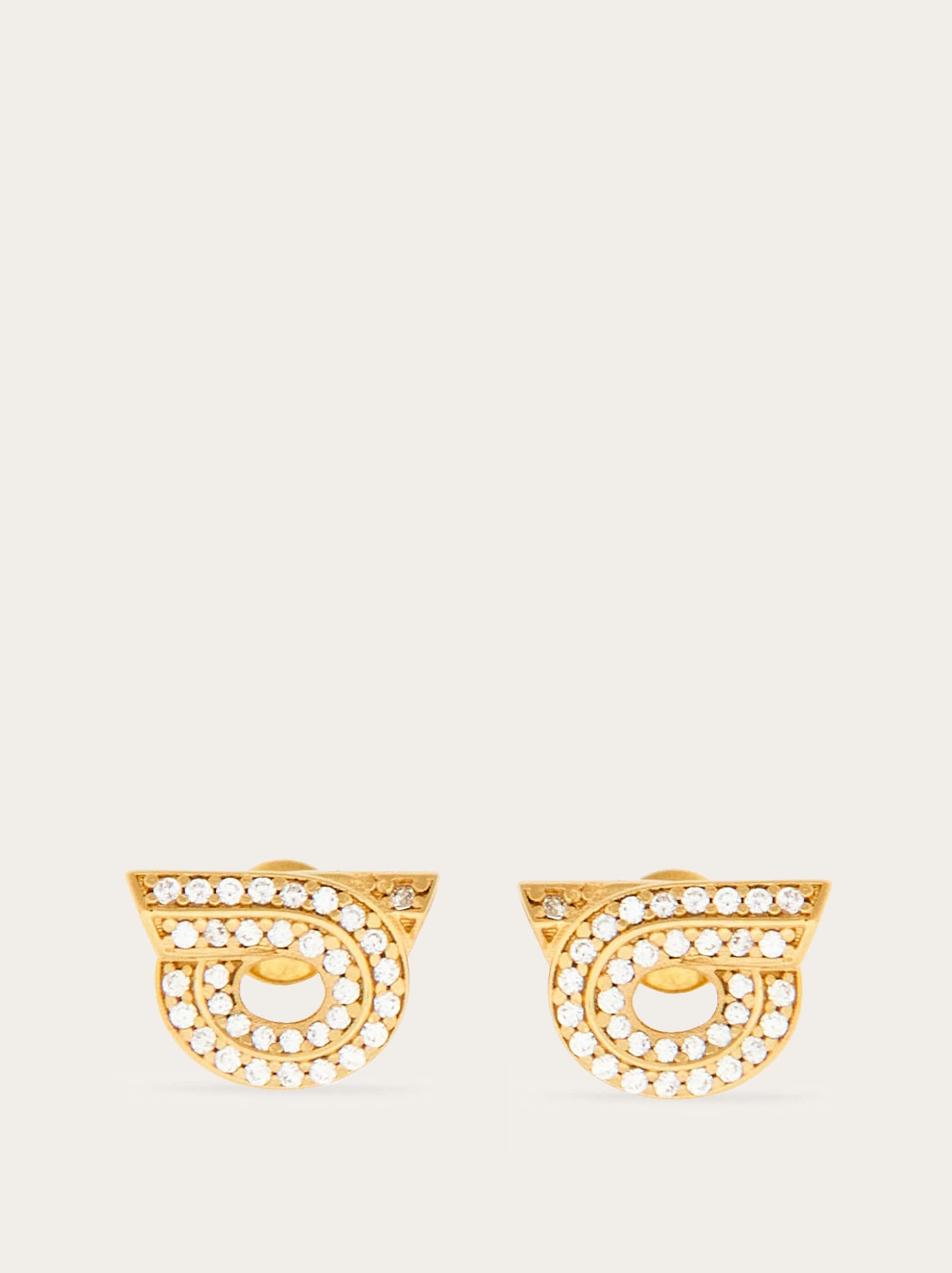 Ferragamo Crystal-embellished Gancini Earrings In Gold