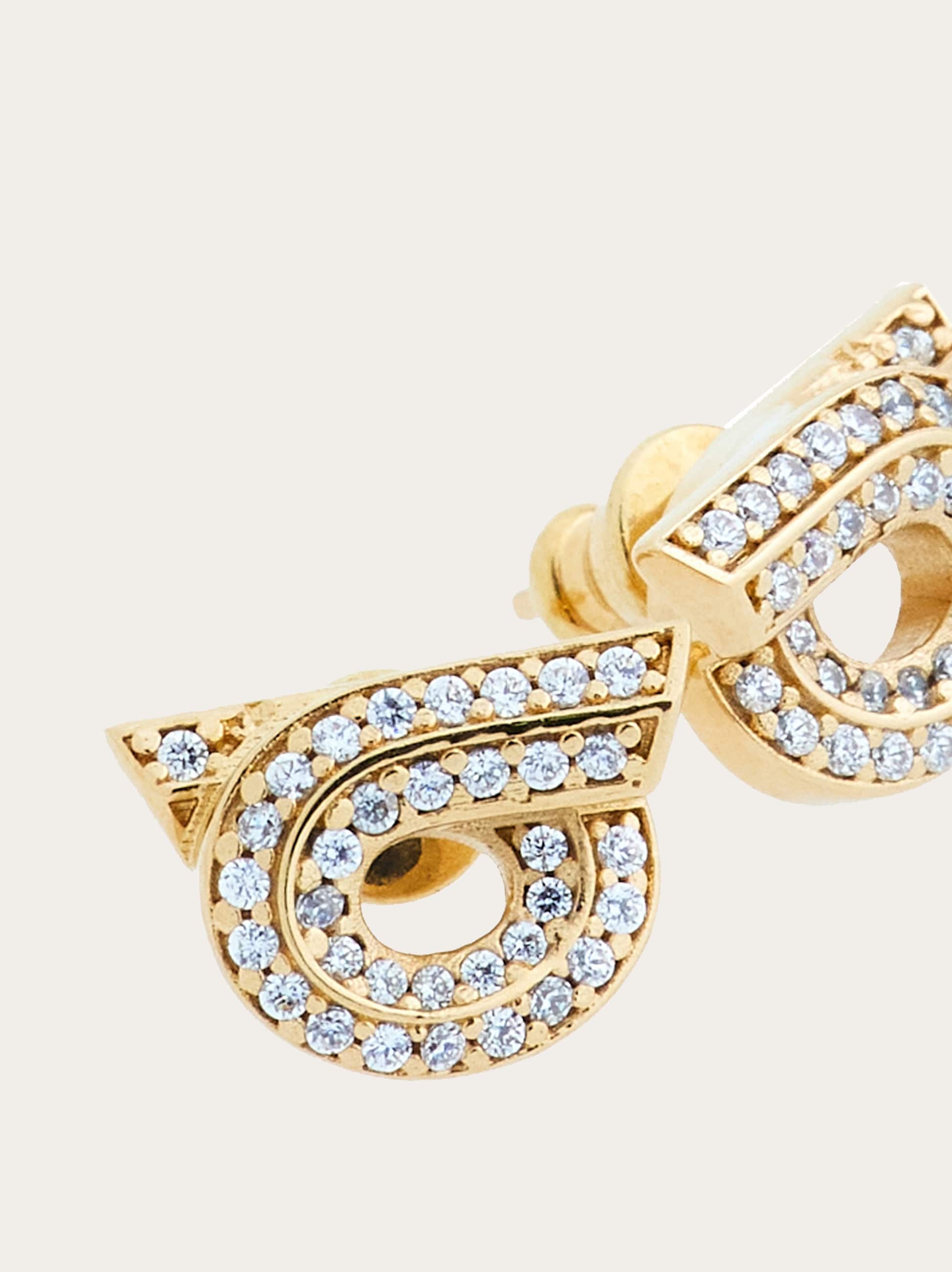 Ferragamo Crystal-embellished Gancini Earrings In Gold