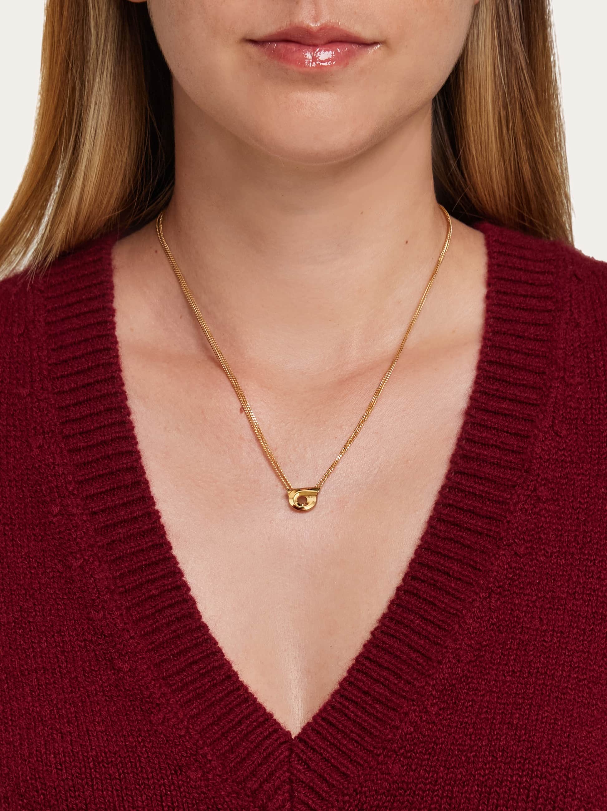  Ferragamo Damen Halskette Mit Gancini-anhänger Gold 