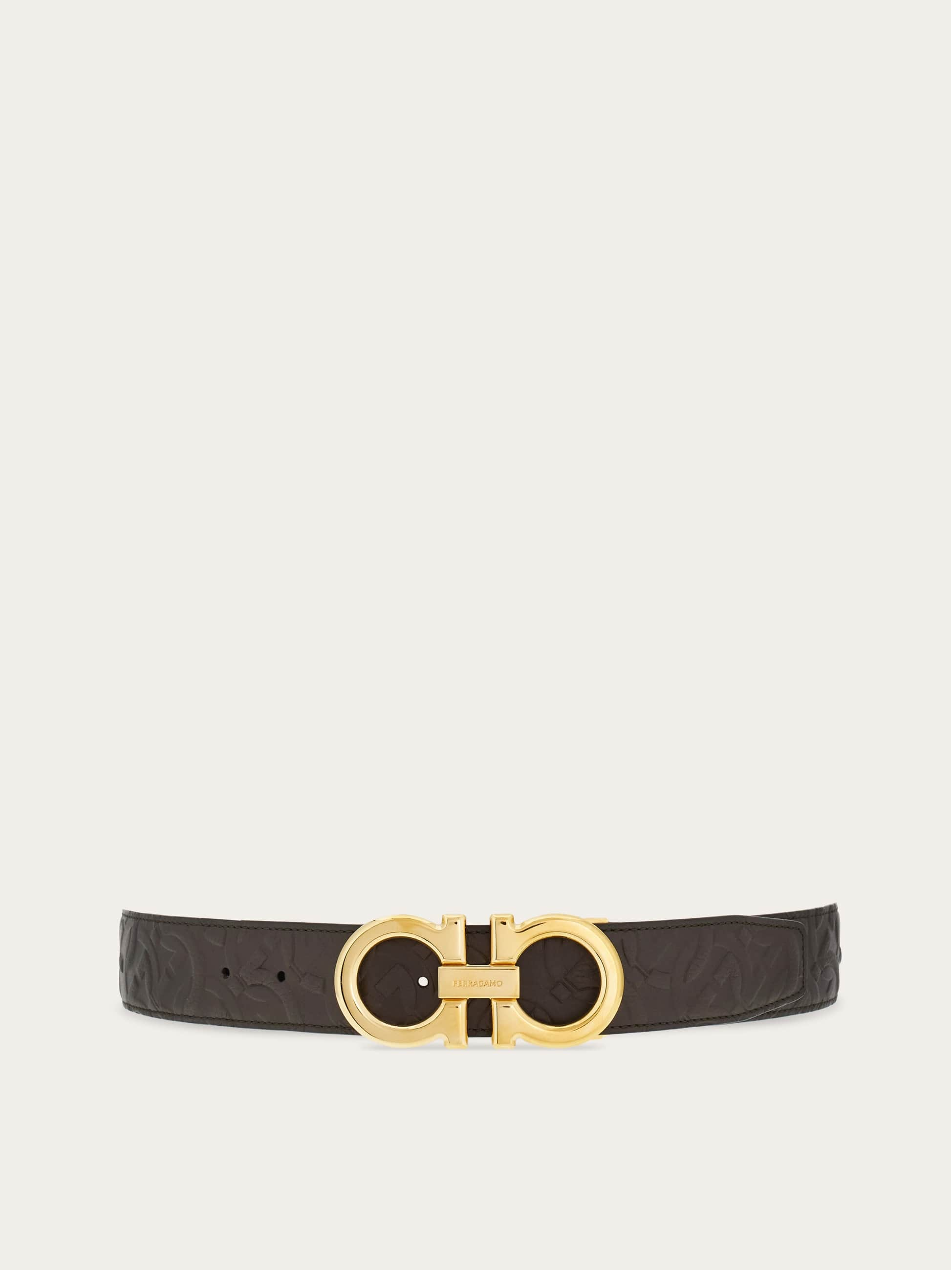 Ferragamo Reversible And Adjustable Gancini Belt In Brown