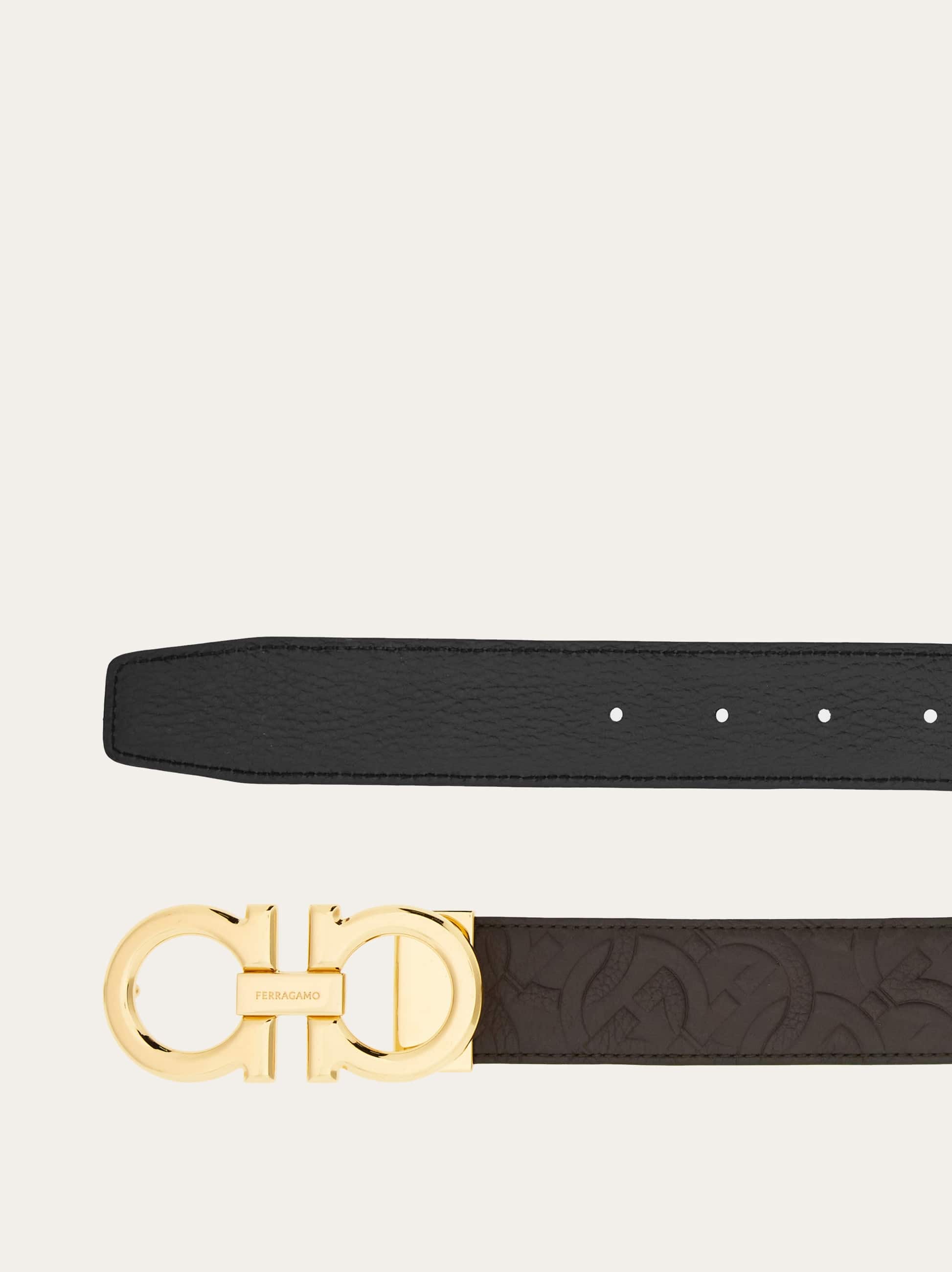 Ferragamo Reversible And Adjustable Gancini Belt In Brown