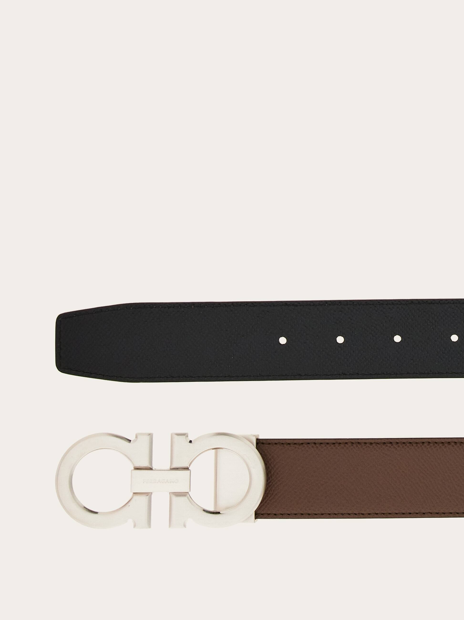 Ferragamo Reversible And Adjustable Gancini Belt In Brown