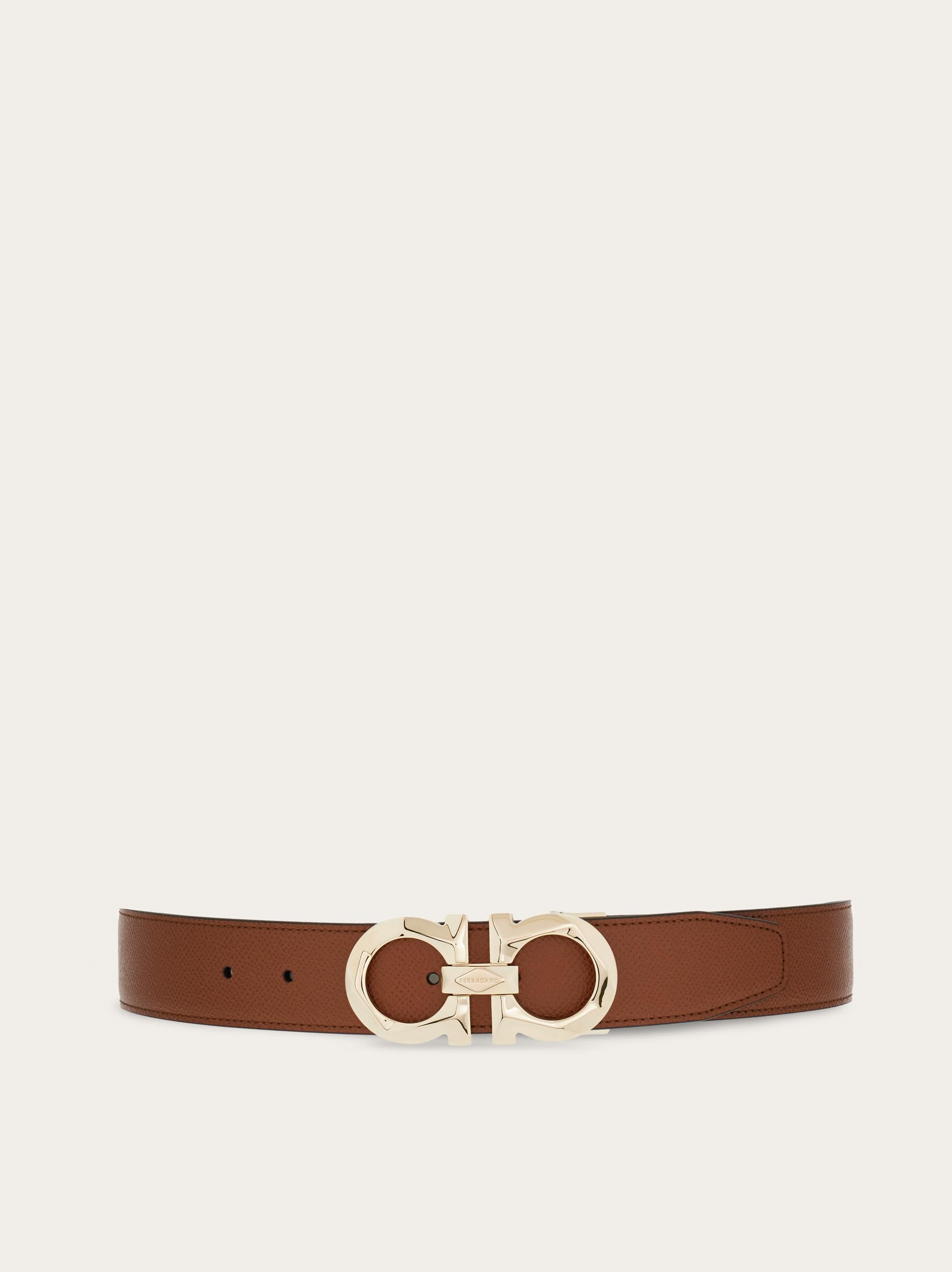 Ferragamo Reversible And Adjustable Gancini Belt In Brown