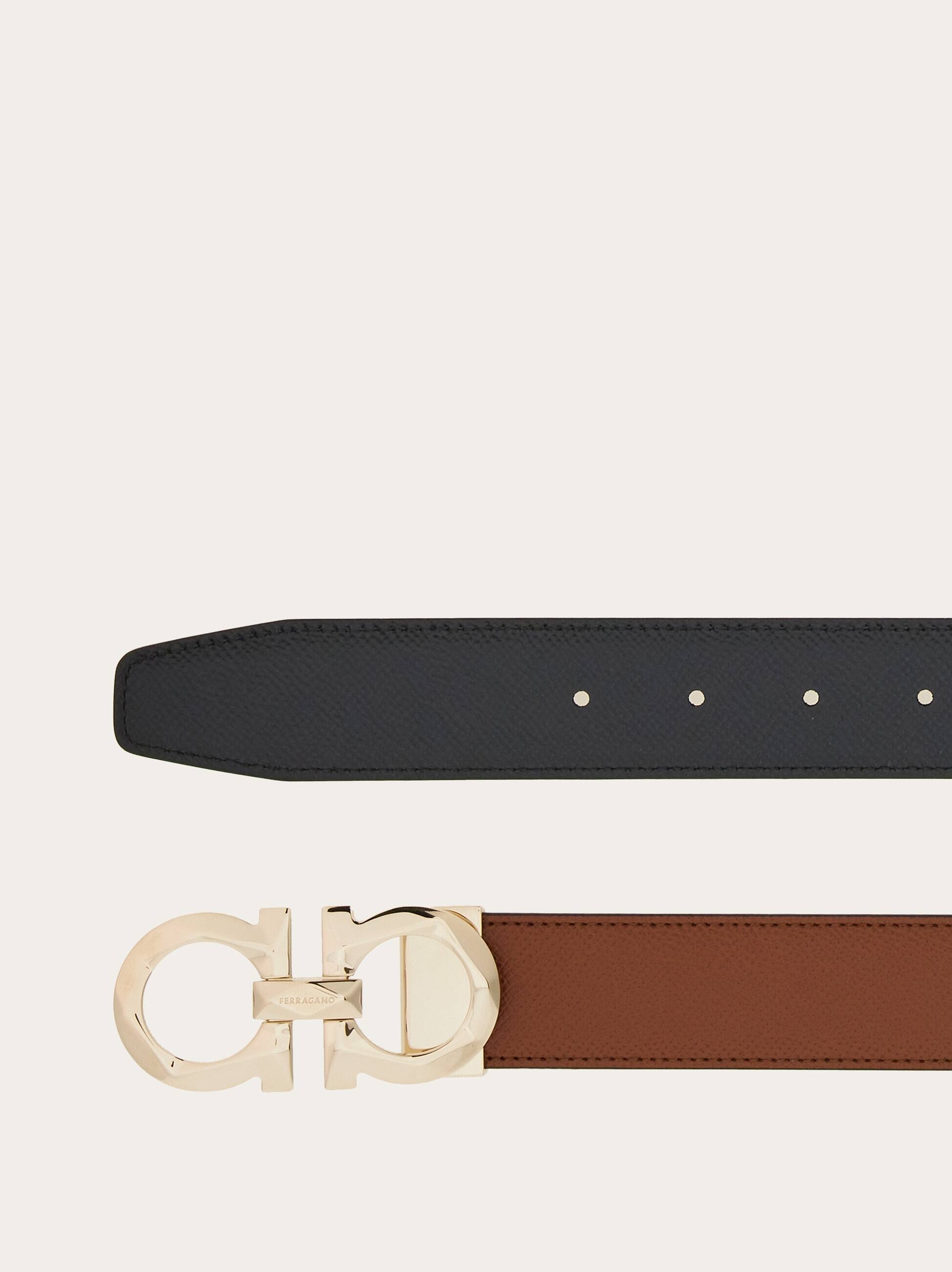 Ferragamo Reversible And Adjustable Gancini Belt In Brown