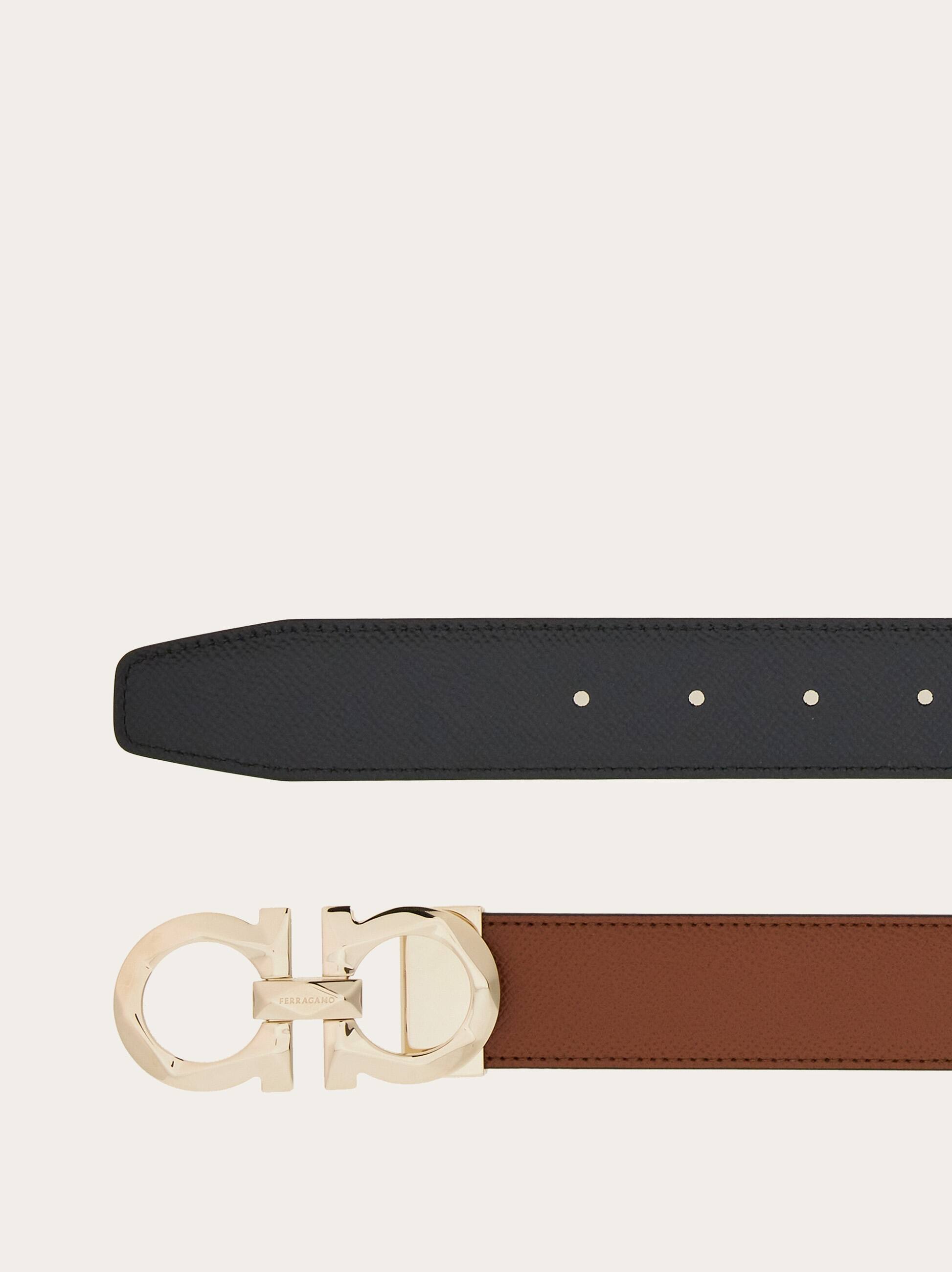 Shop Ferragamo Reversible And Adjustable Gancini Belt In Brown