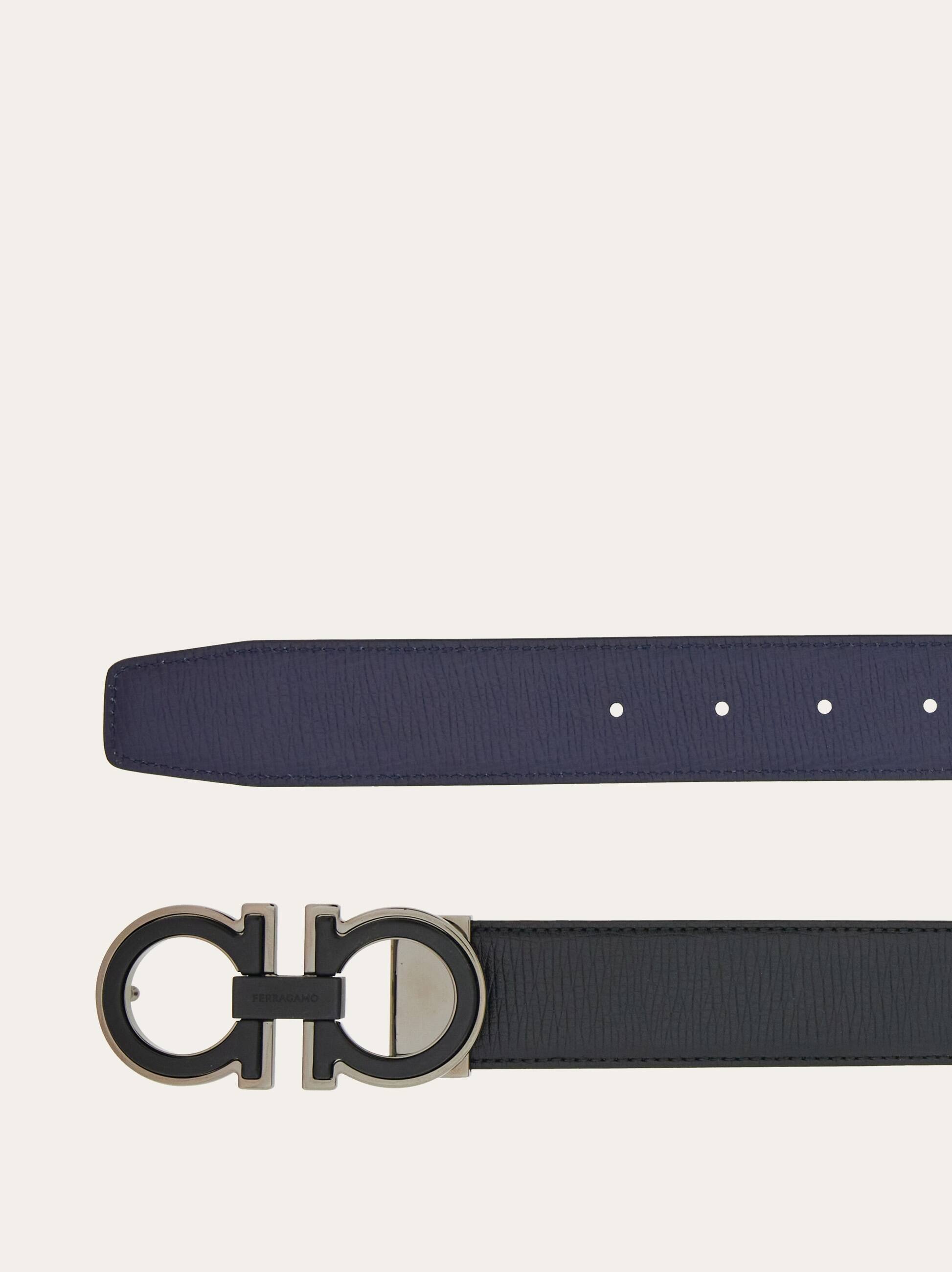 Ferragamo Reversible And Adjustable Gancini Belt In Blue