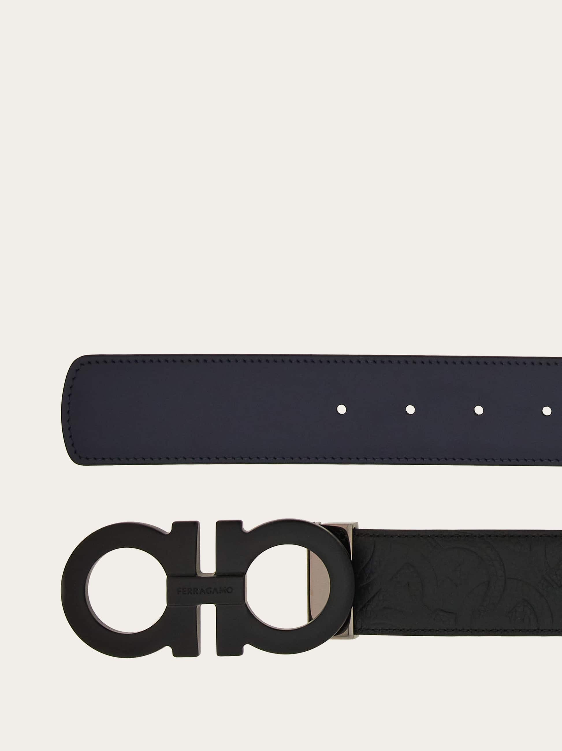 Ferragamo Reversible And Adjustable Gancini Belt In Blue