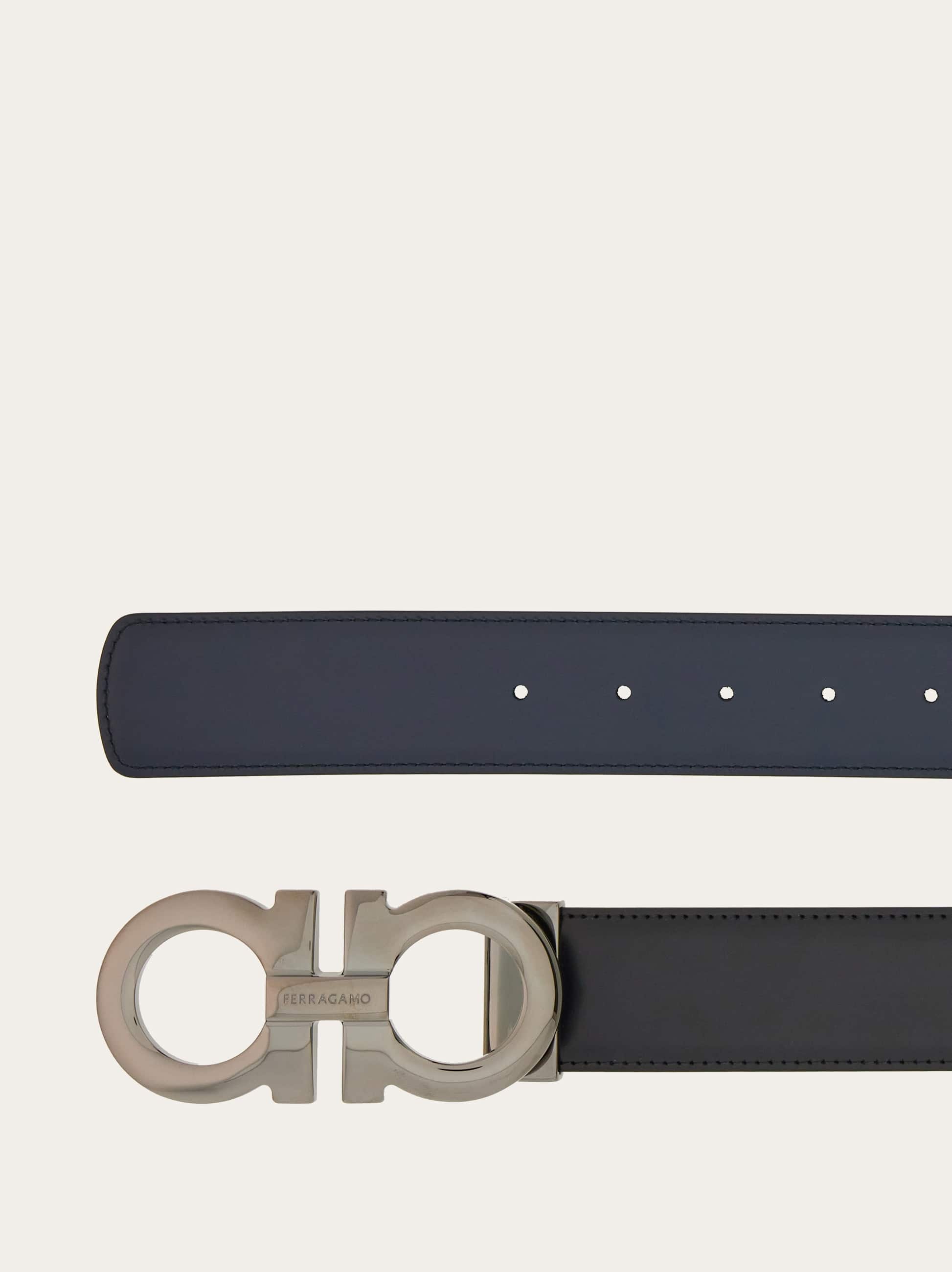 Ferragamo Reversible And Adjustable Gancini Belt In Blue