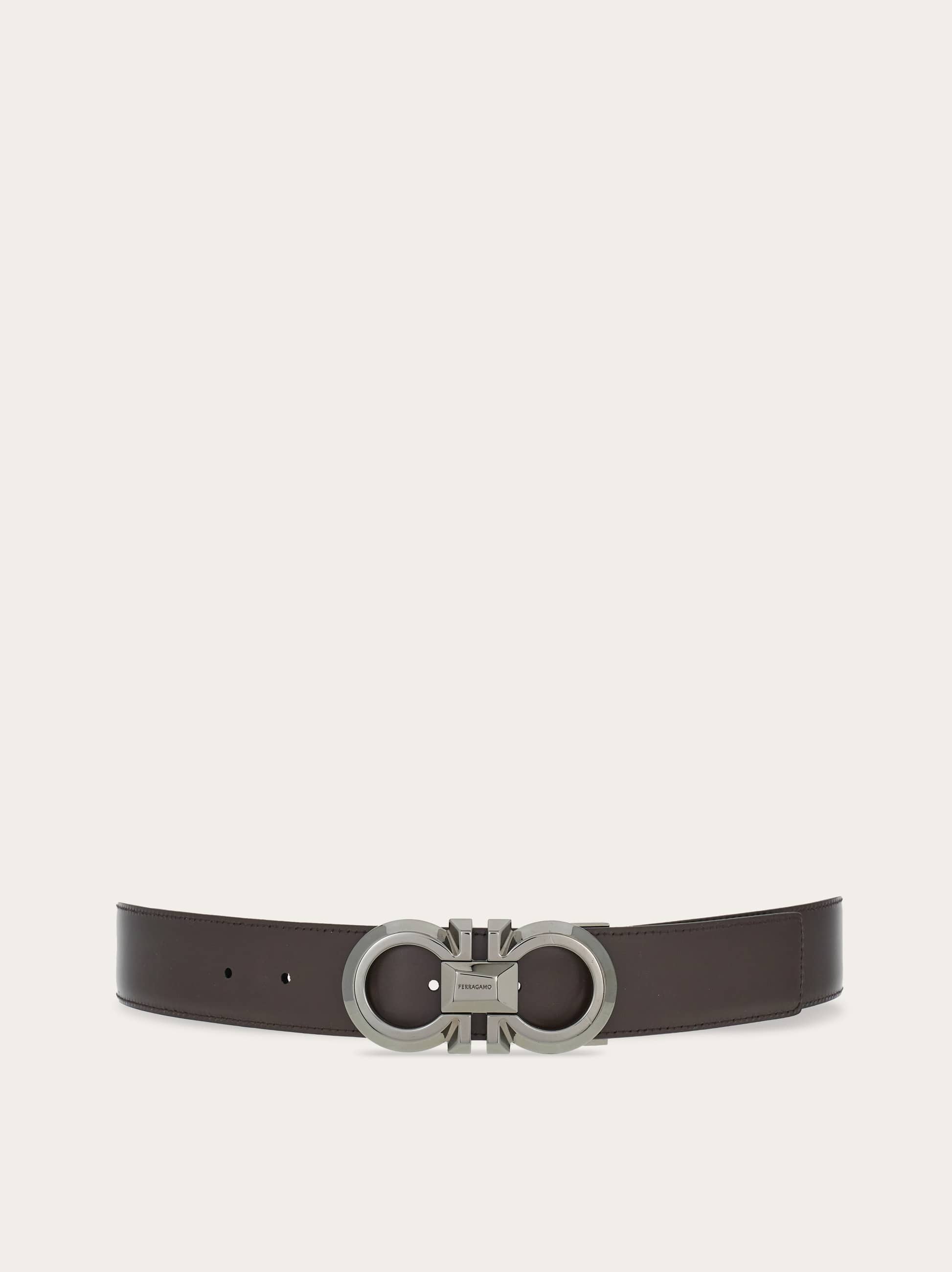 Ferragamo Reversible And Adjustable Gancini Belt In Black