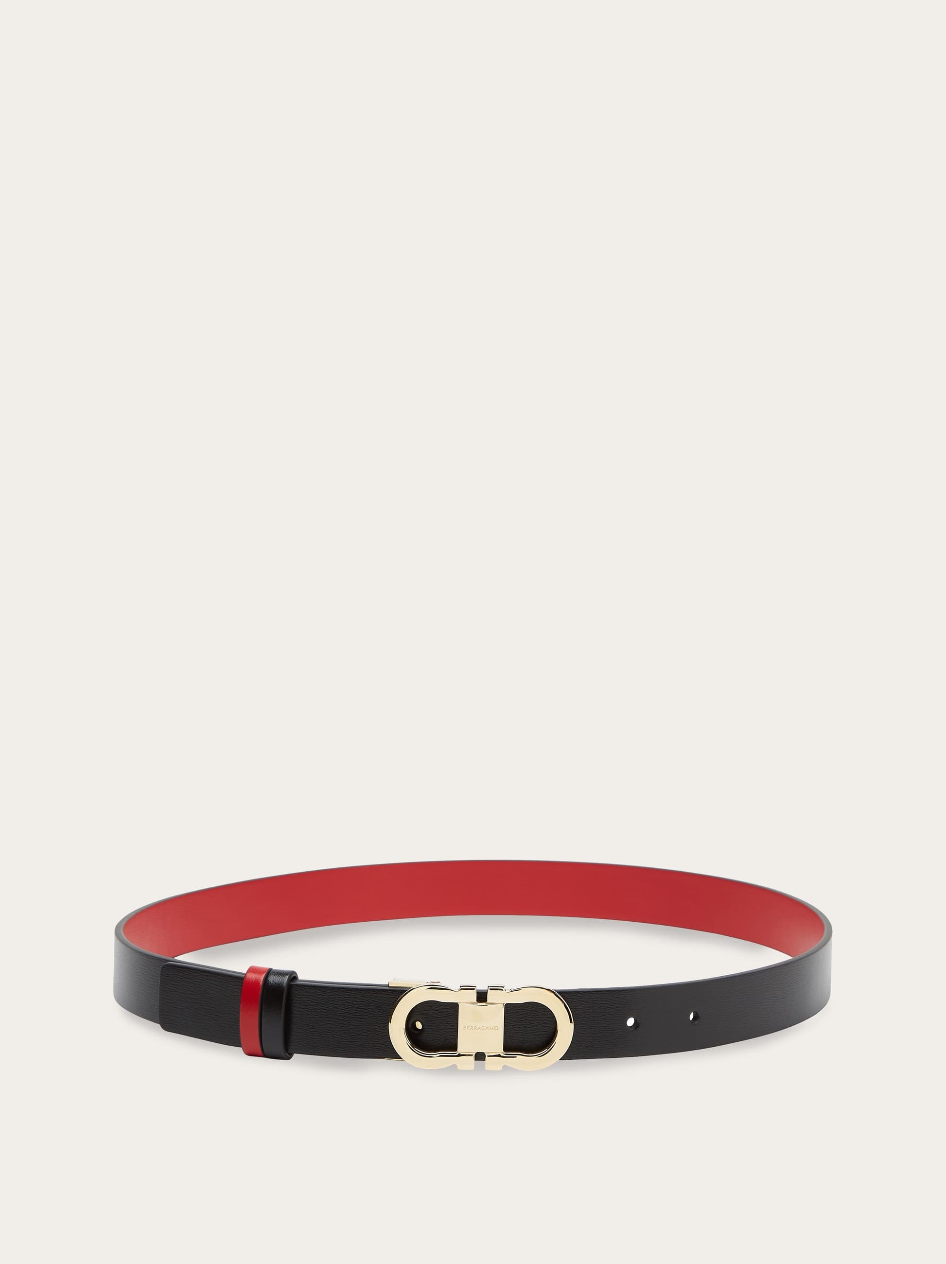  Ferragamo Damen Verstellbarer Gancini-wendegürtel Schwarz 