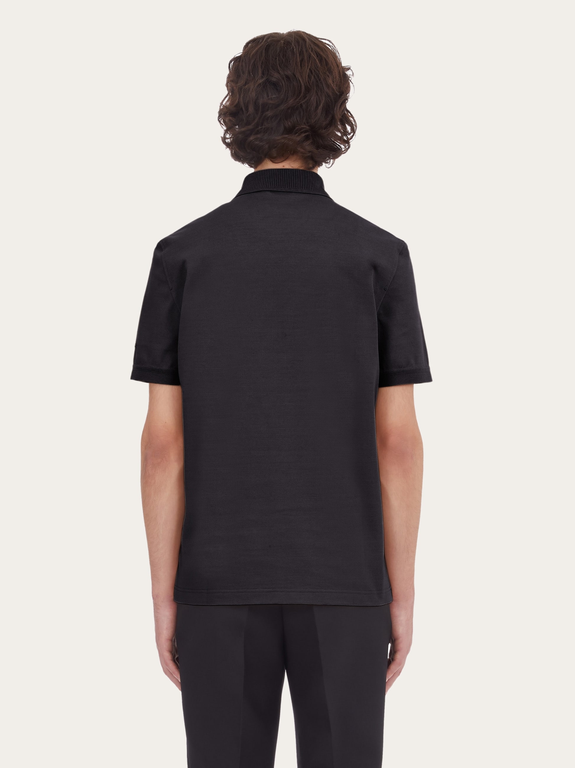  Ferragamo Herren Polohemd Mit Reißverschluss Schwarz 