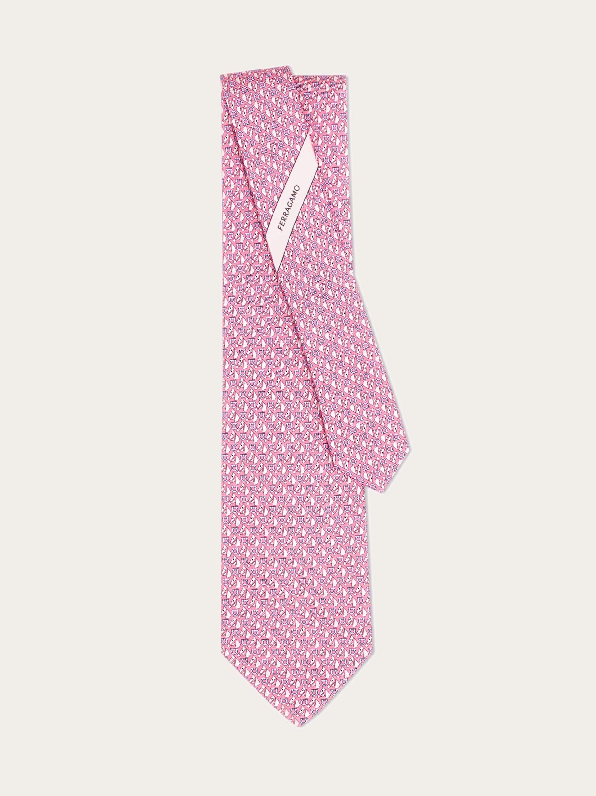  Ferragamo Herren Seidenkrawatte Mit Reitsport-print Rosa 