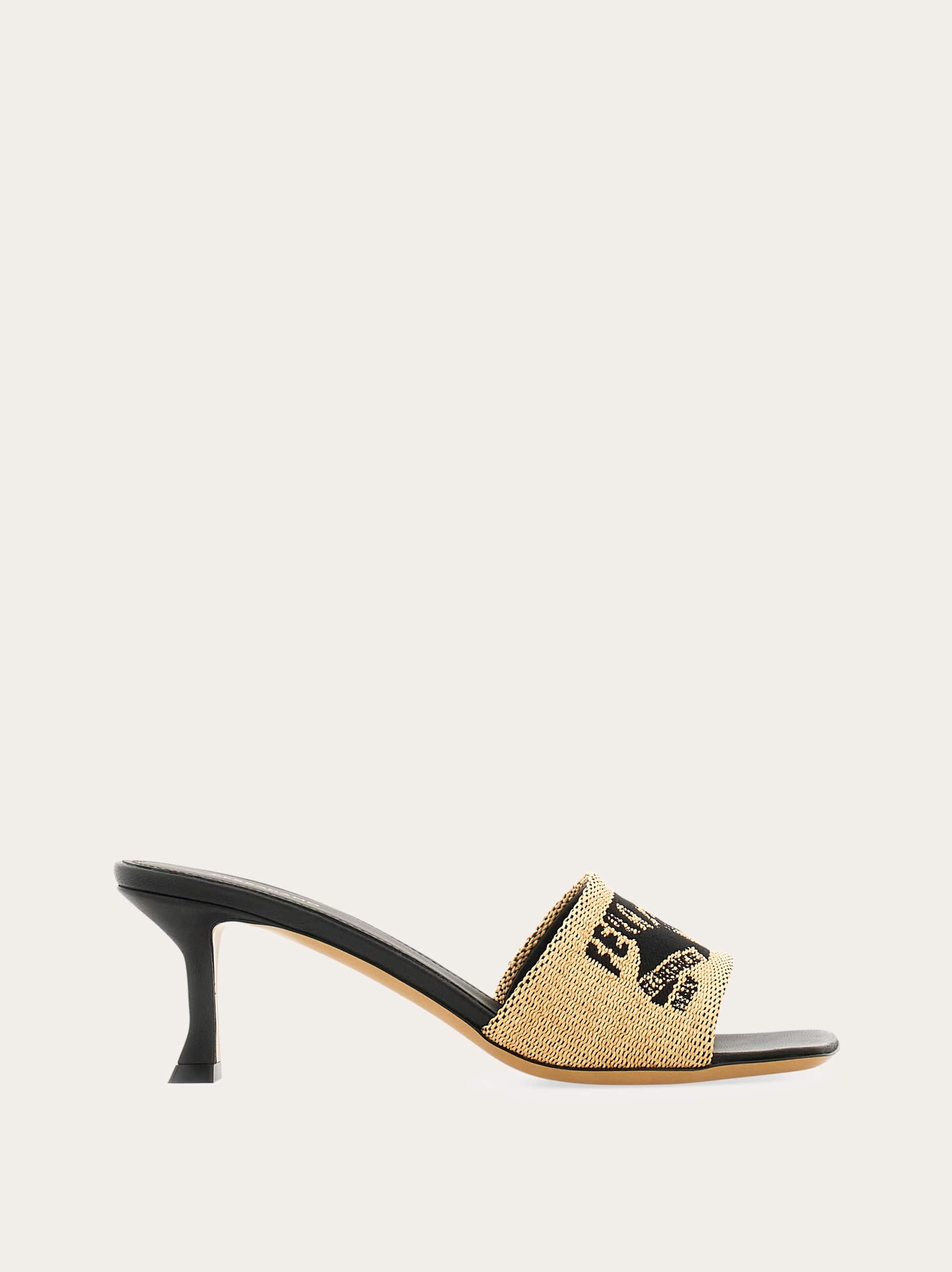 Ferragamo Jacquard High-heeled Sandals In Orange