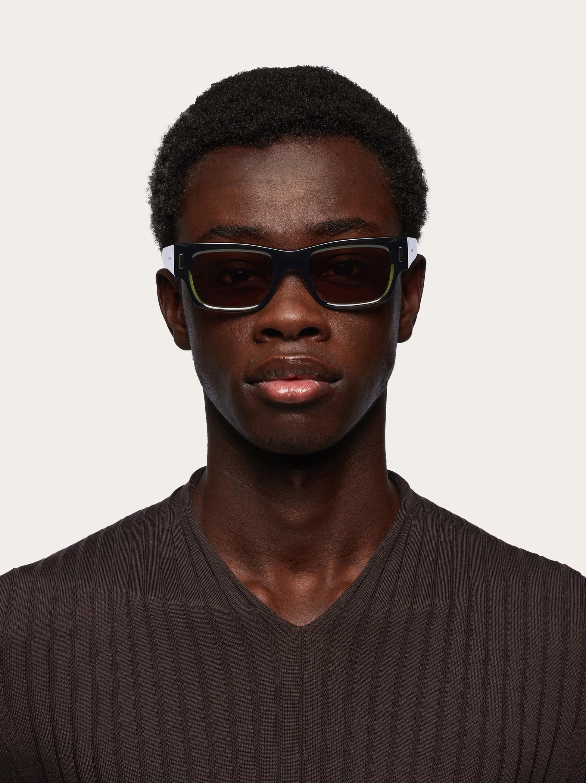  Ferragamo Men Rectangular Frame Sunglasses Brown 