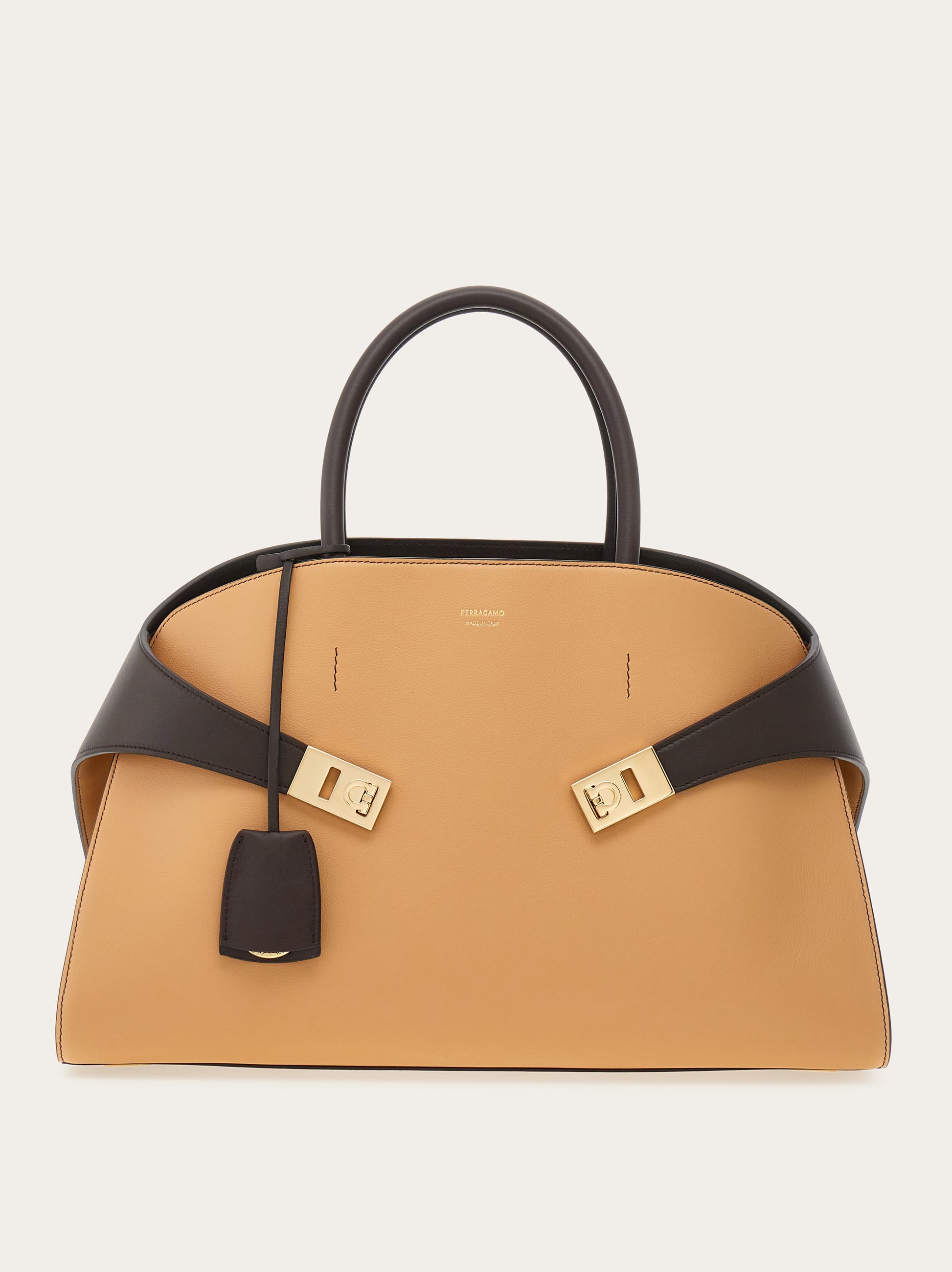 Ferragamo Donna Borsa a mano Hug bicolor (M) Beige