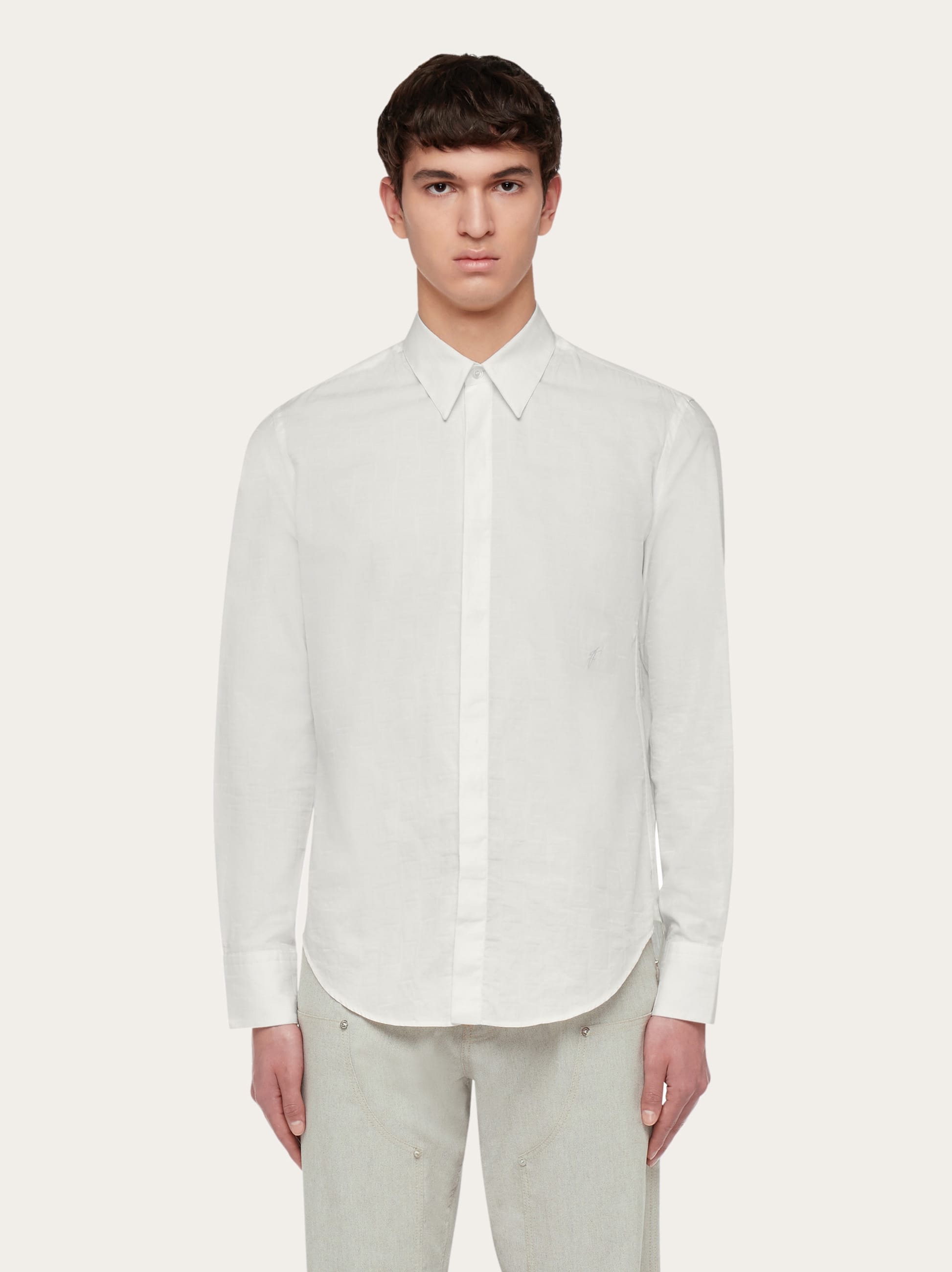 Ferragamo Long Sleeved Shirt In White