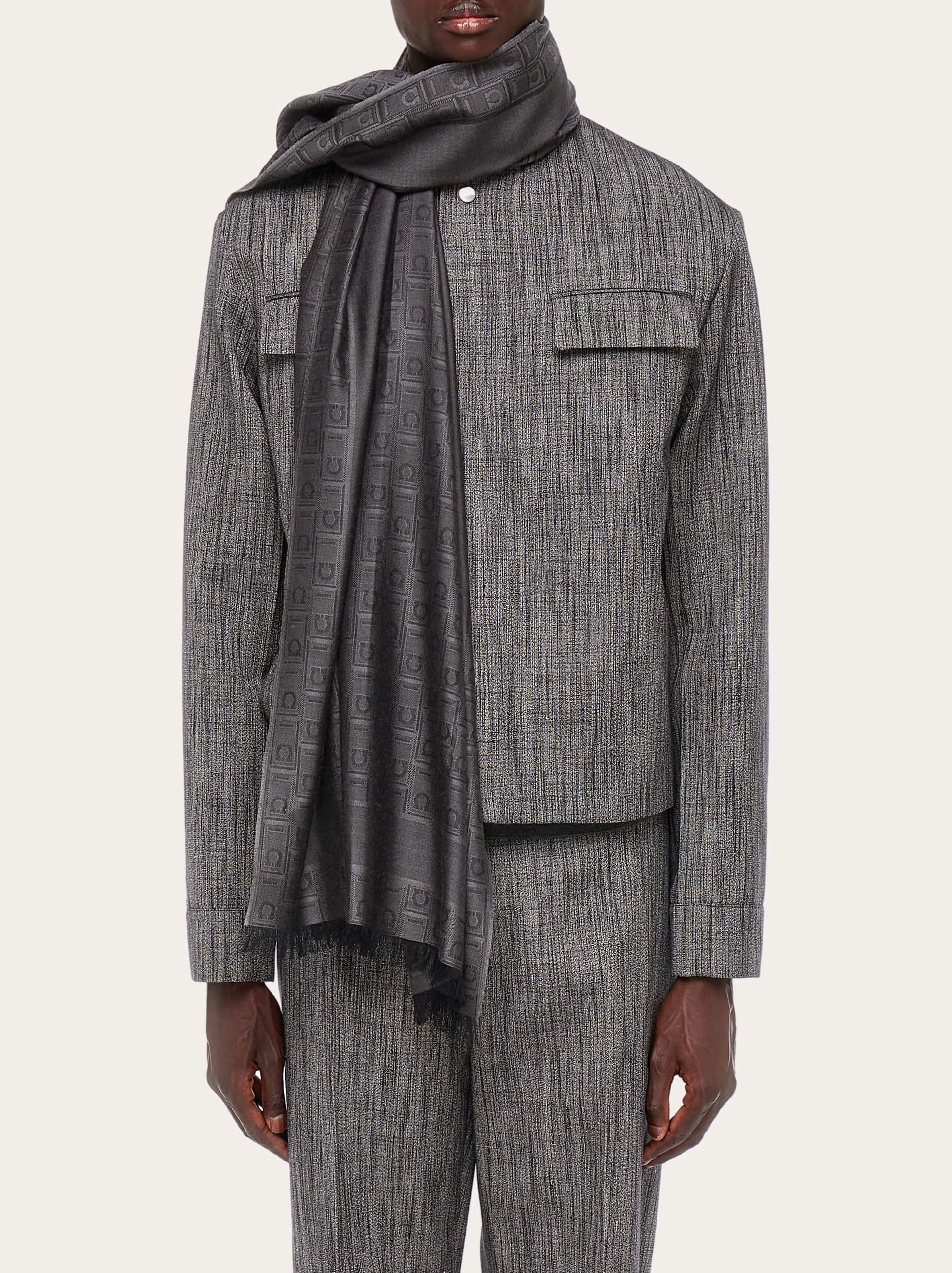 Ferragamo Herren Jacquard-stola Mit Gancini-monogramm Schwarz 